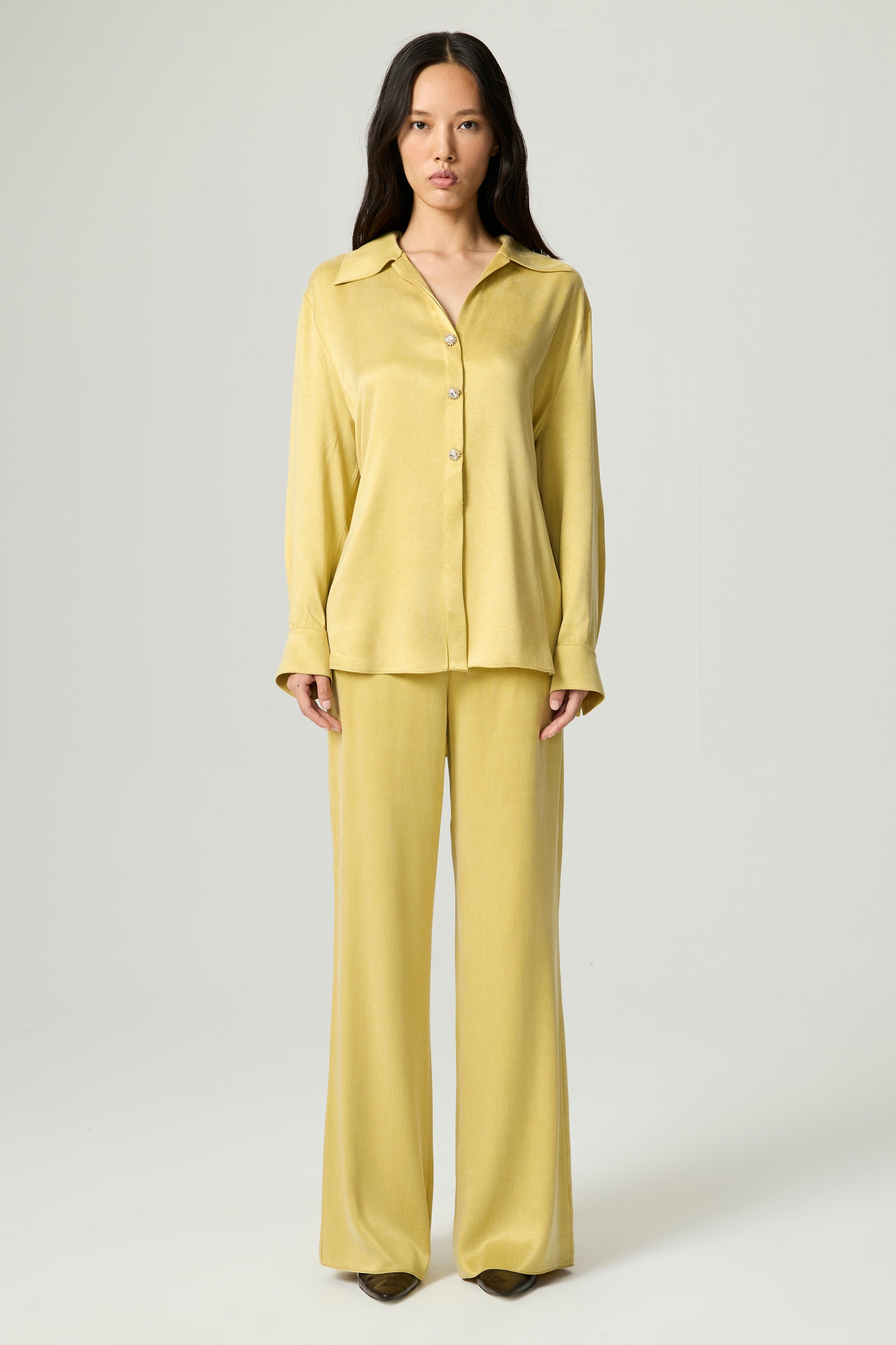 Belted Shirt with Statement Buttons