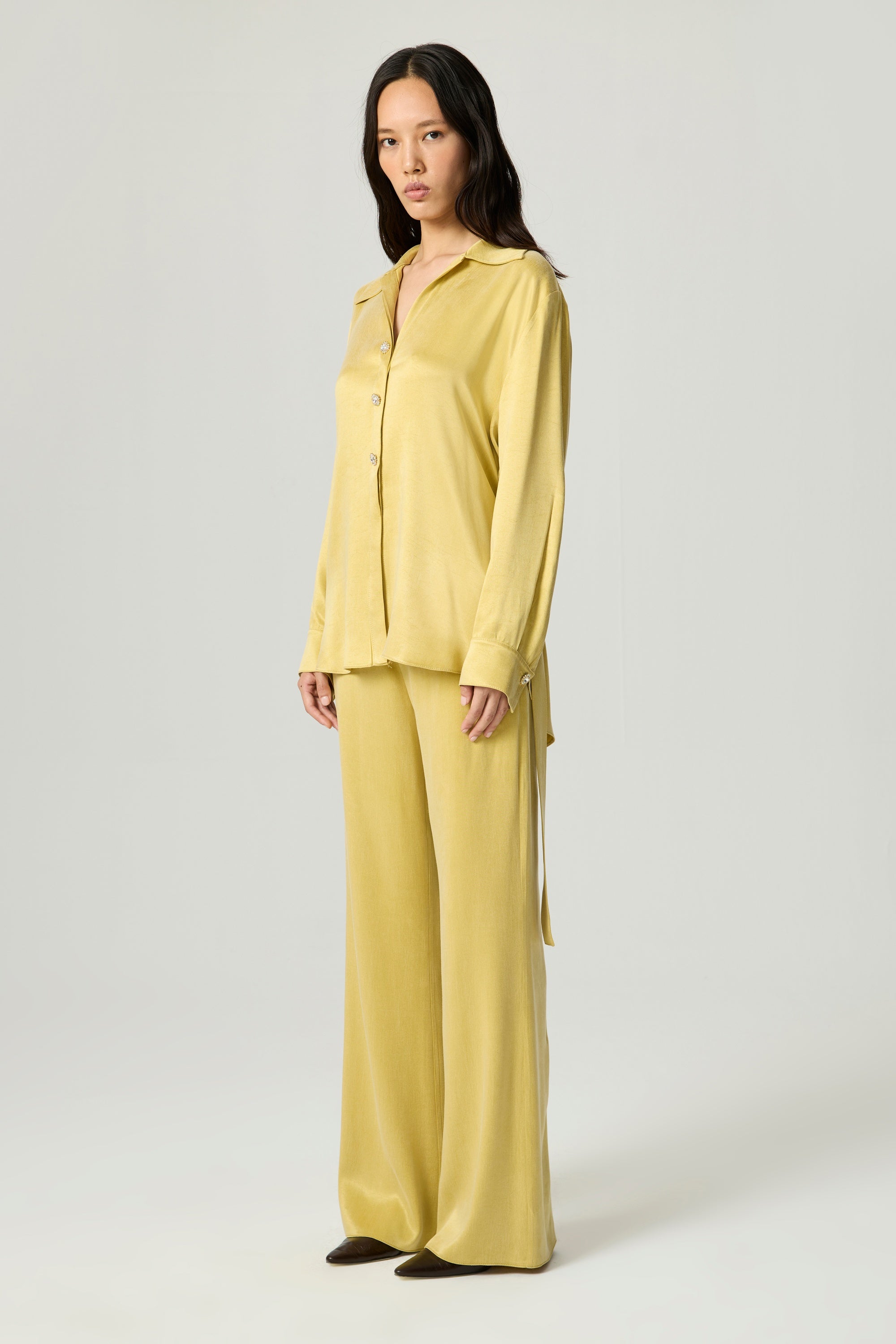 Belted Shirt with Statement Buttons