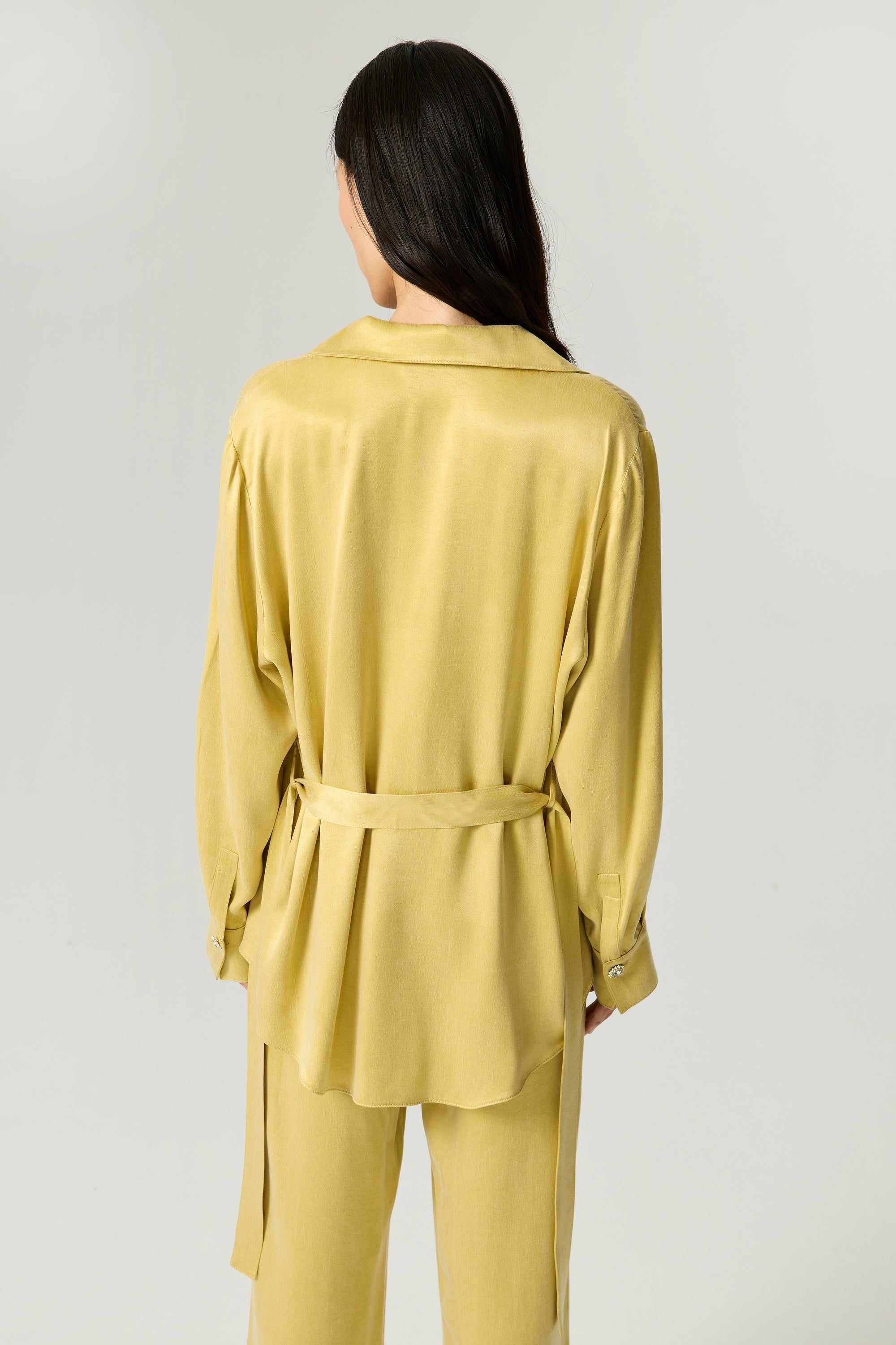 Belted Shirt with Statement Buttons