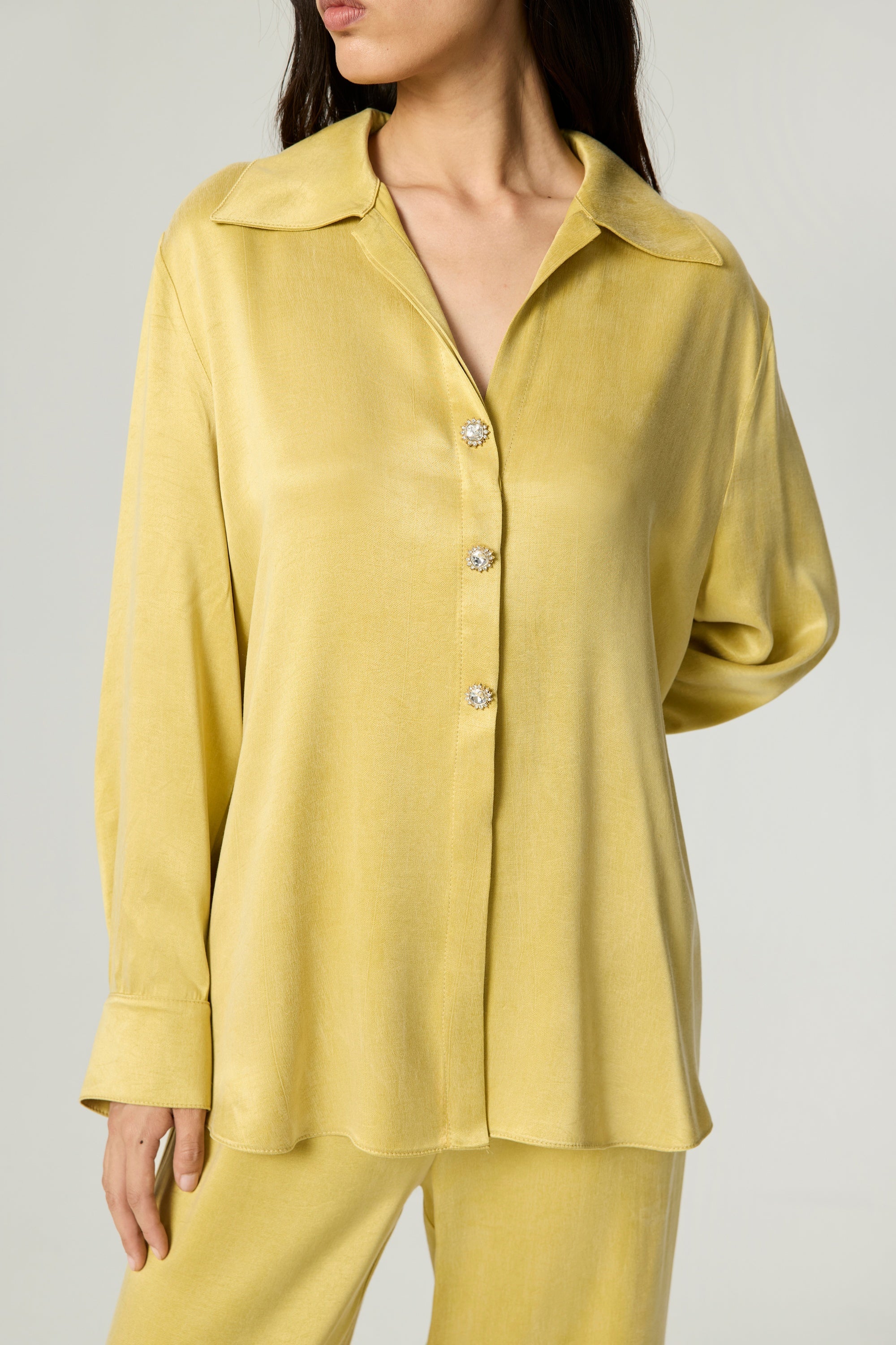 Belted Shirt with Statement Buttons