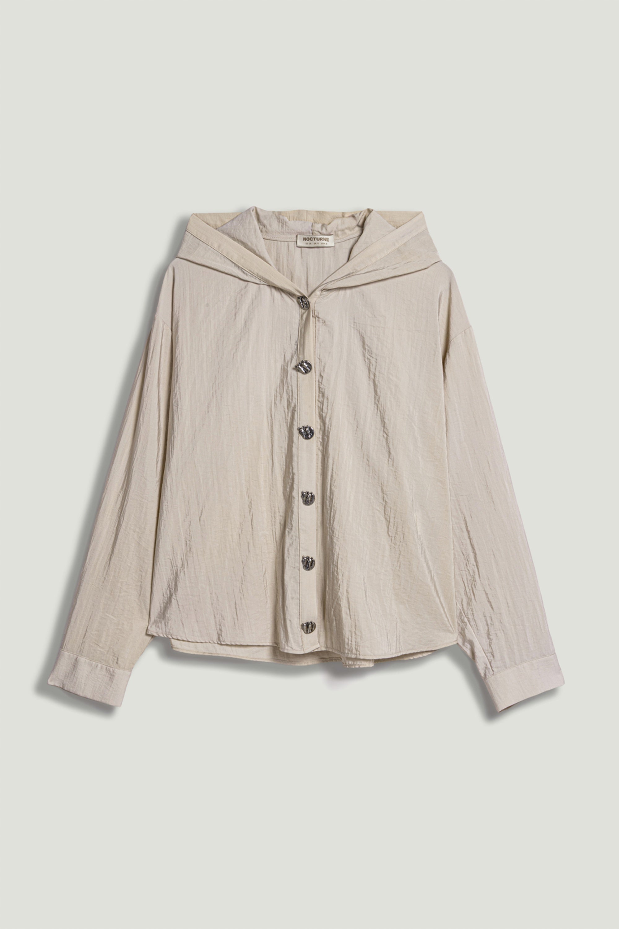Hooded Shirt with Snap Button Details