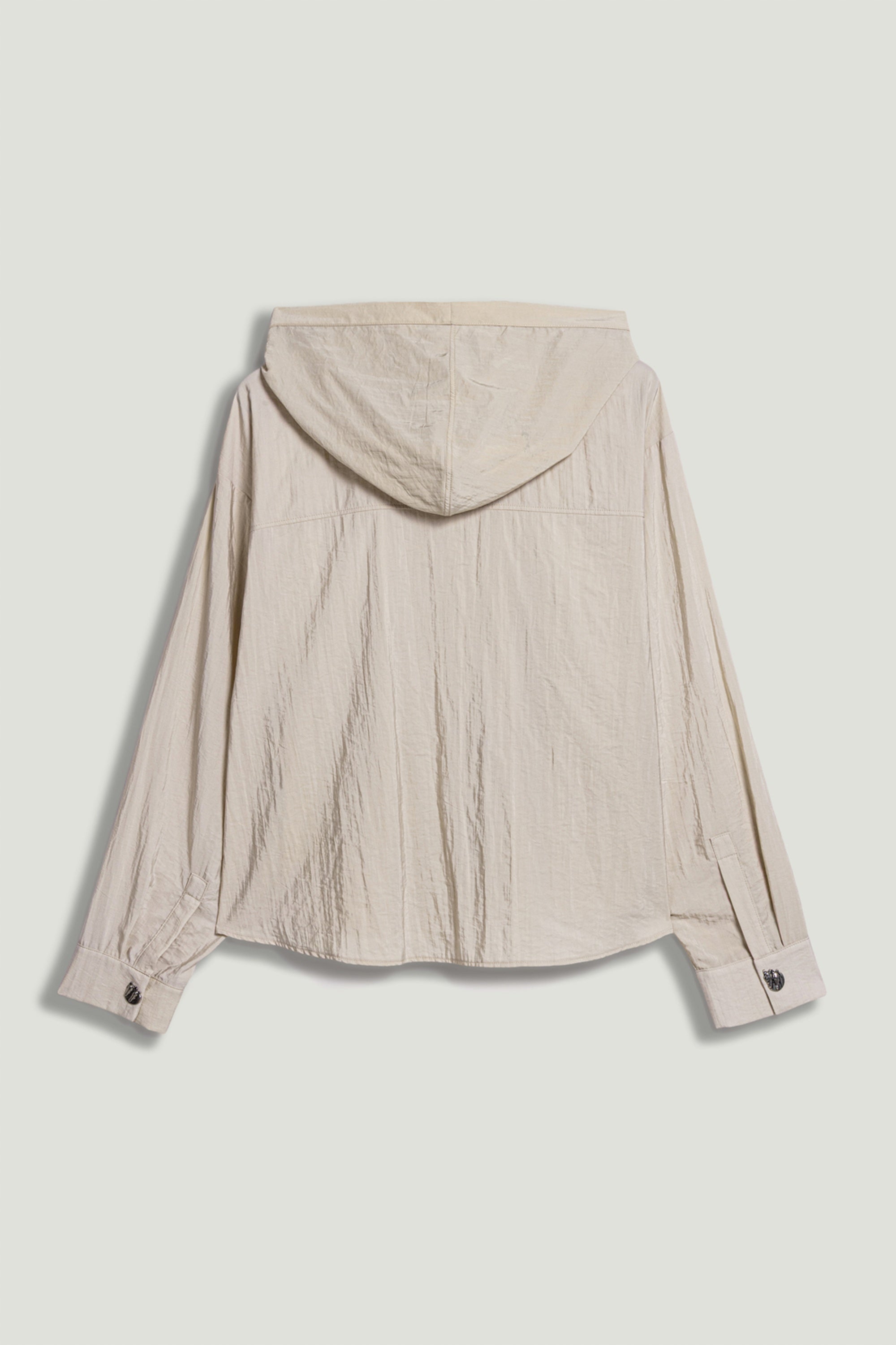 Hooded Shirt with Snap Button Details