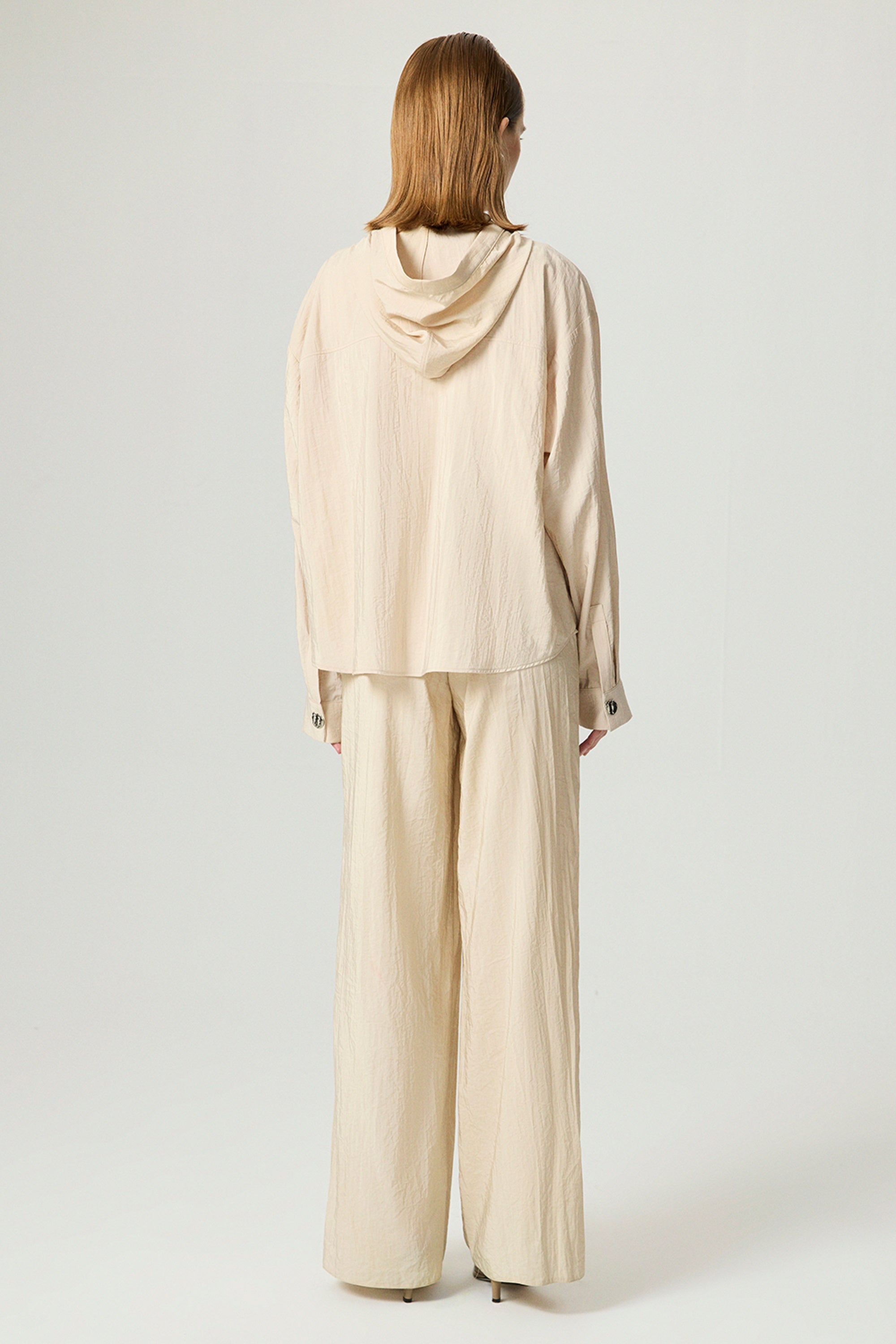 Hooded Shirt with Snap Button Details