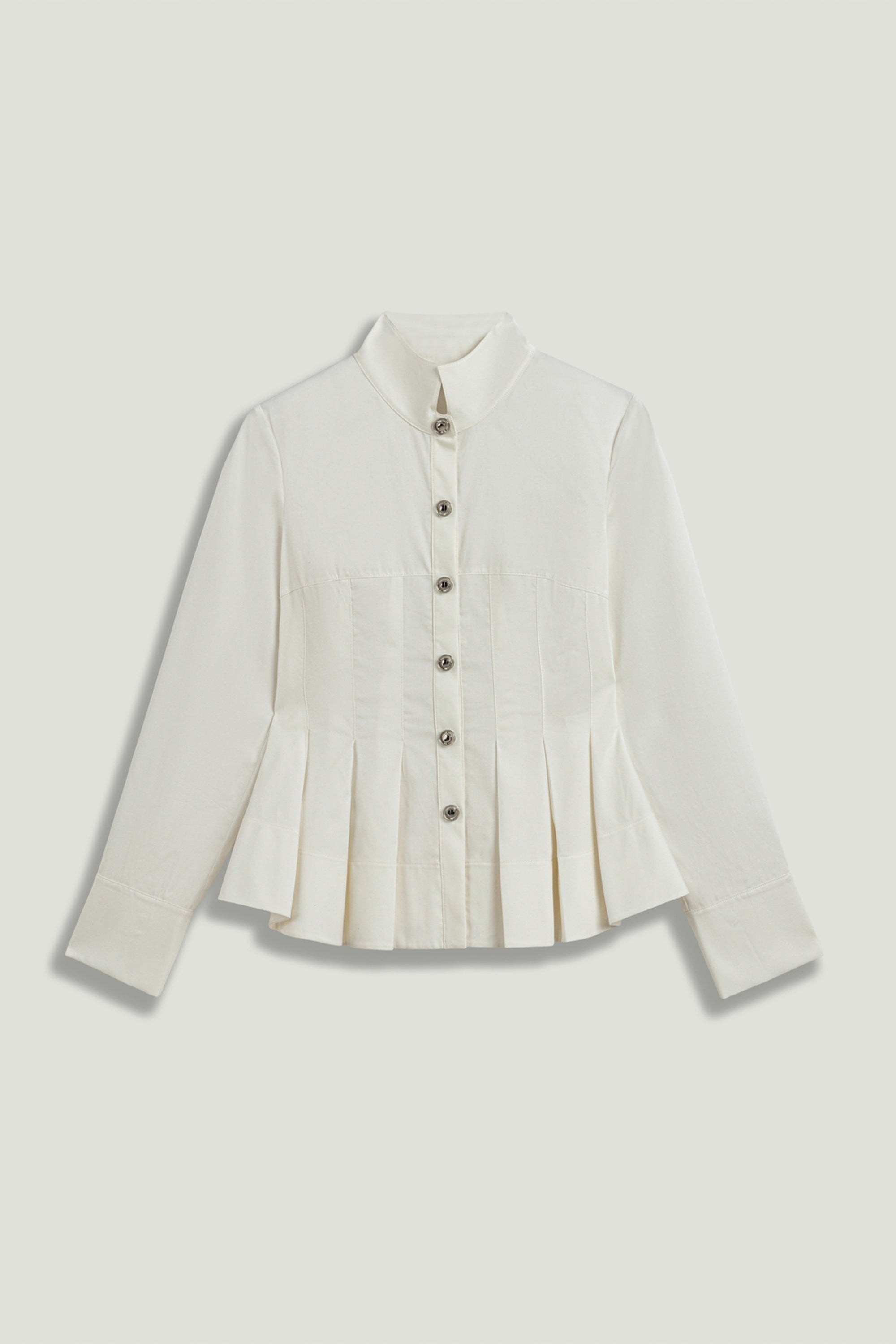 Pleated Hem Button-Down Shirt