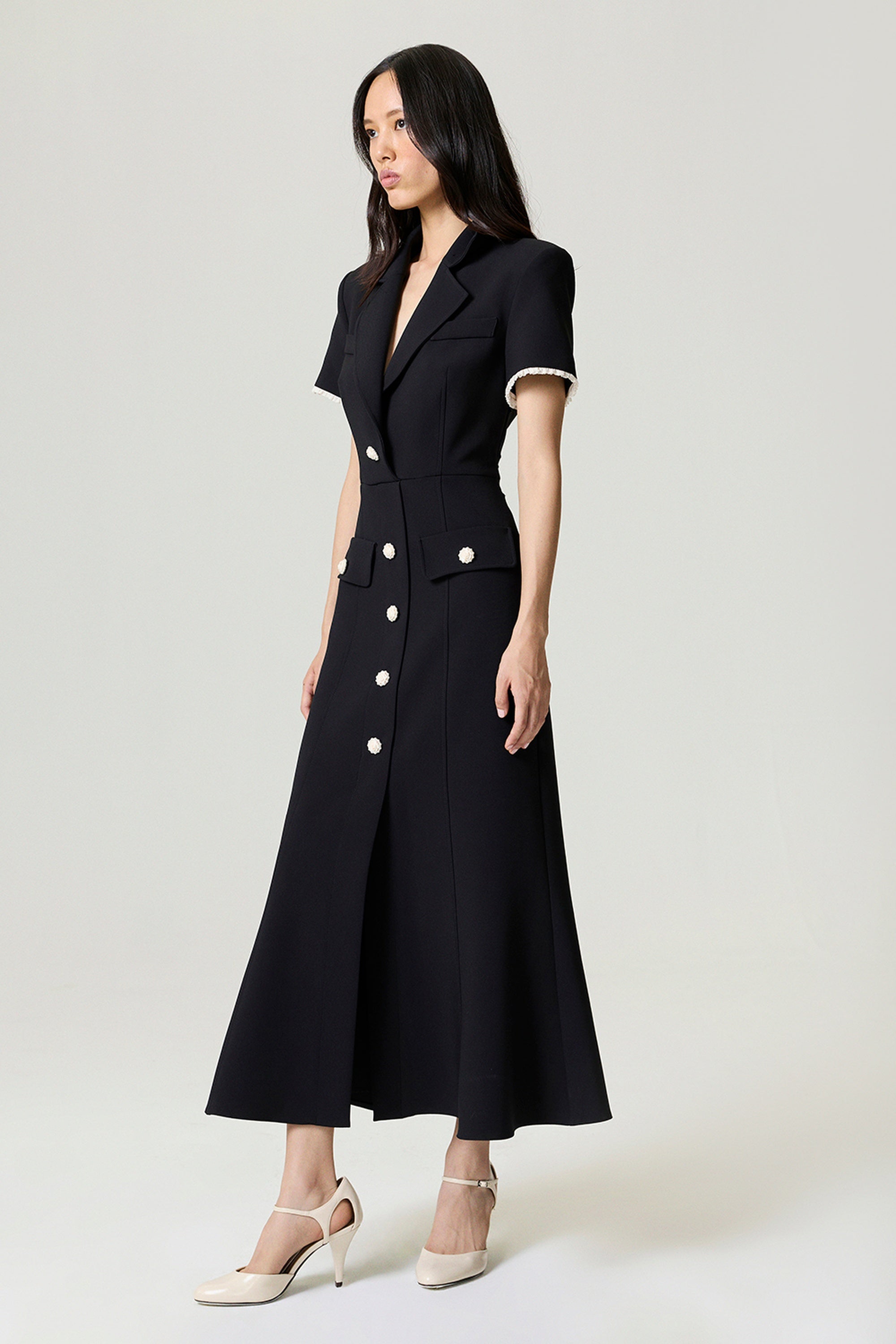 Floral Button-Embellished Maxi Dress