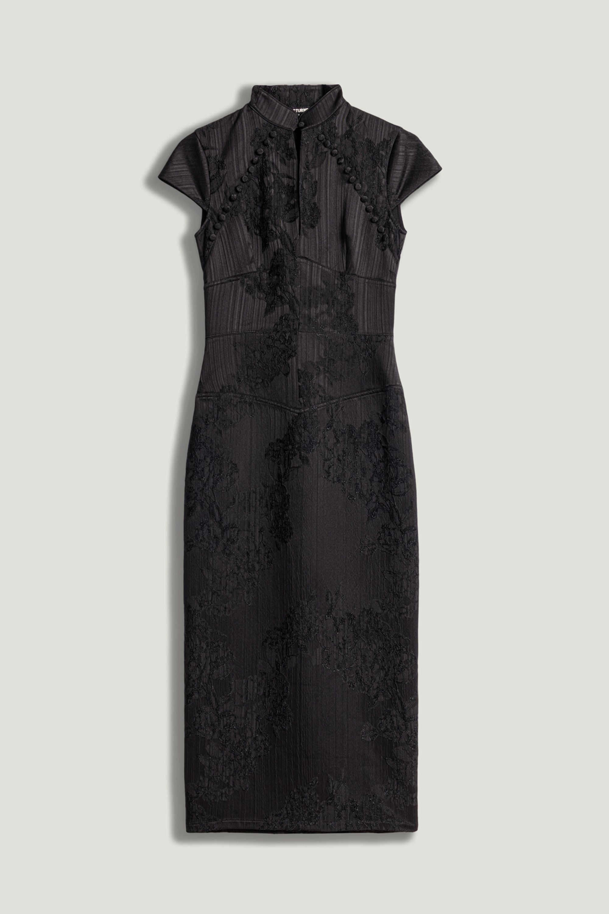 Black Slit Detail Japanese-Inspired Maxi Dress