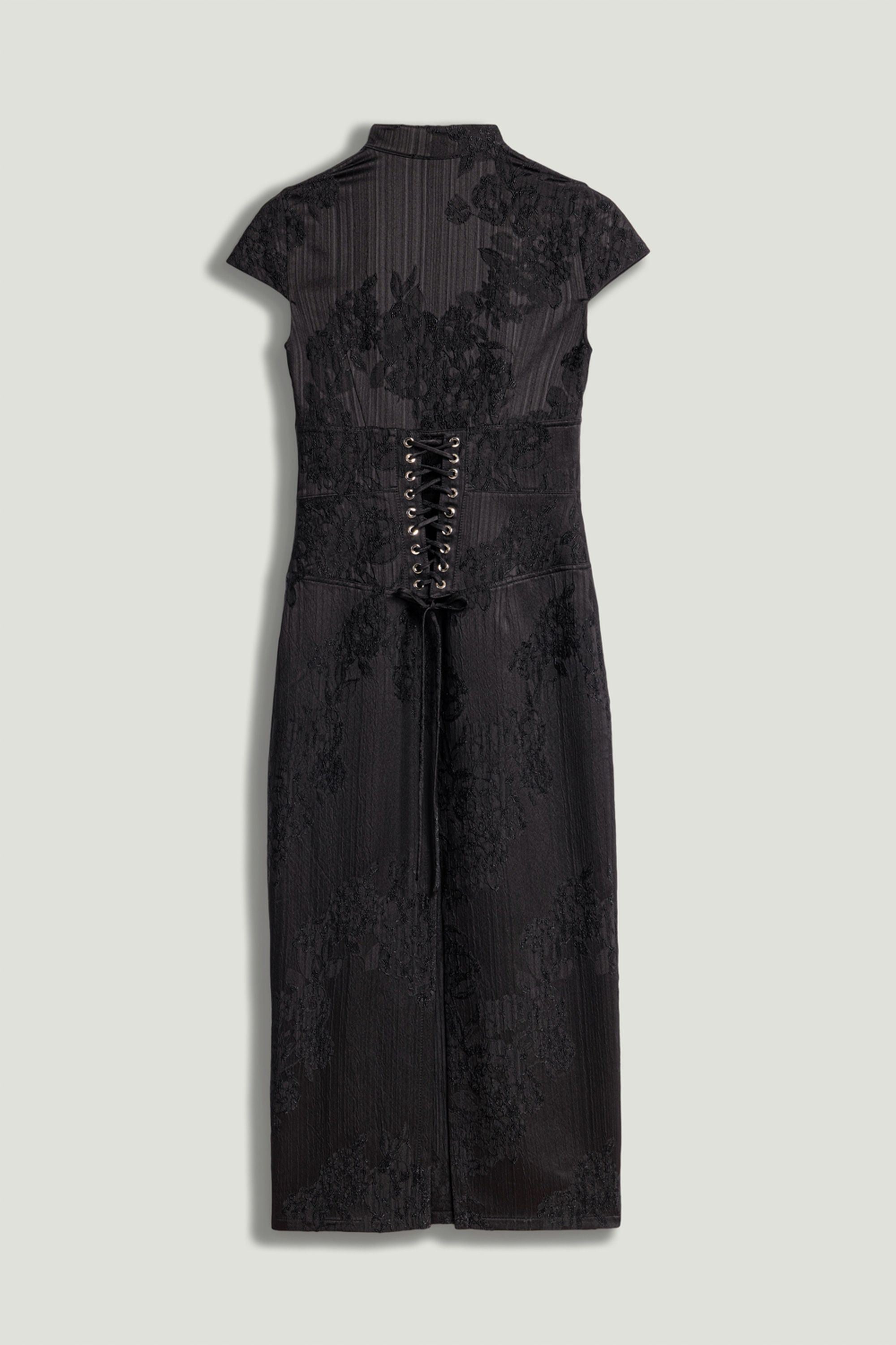 Black Slit Detail Japanese-Inspired Maxi Dress