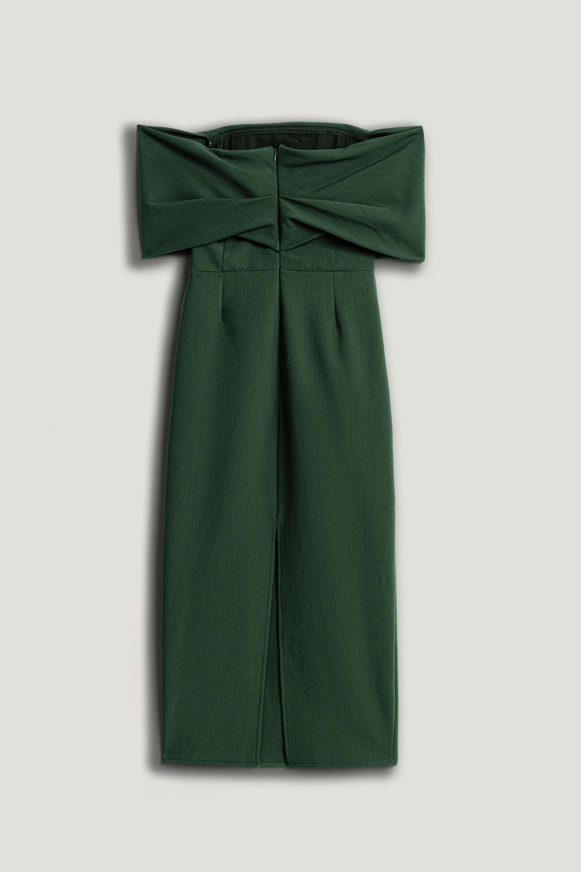 Off-Shoulder Foldover Column Midi Dress