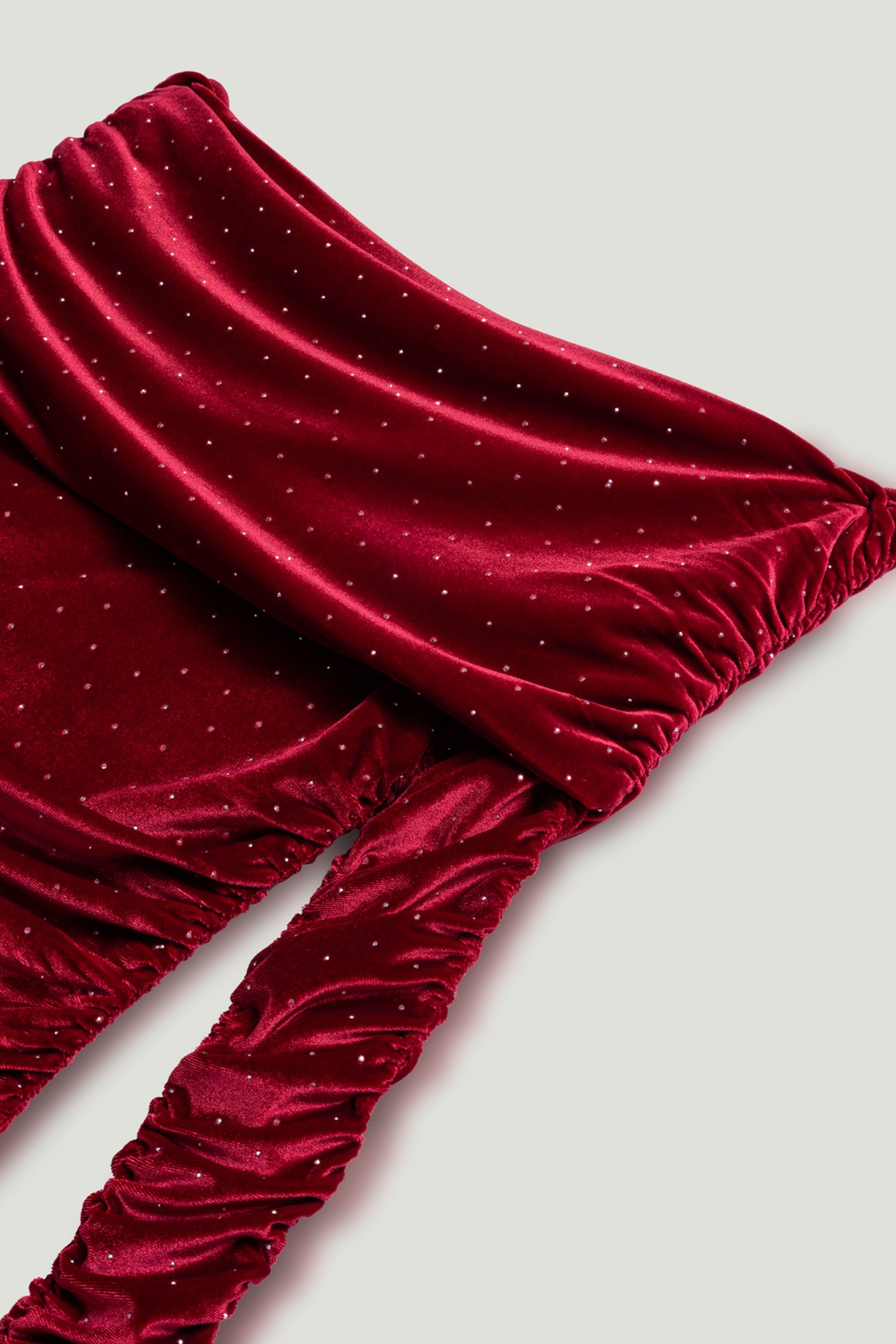 Off-Shoulder Velvet Maxi Dress with Rhinestone Detail