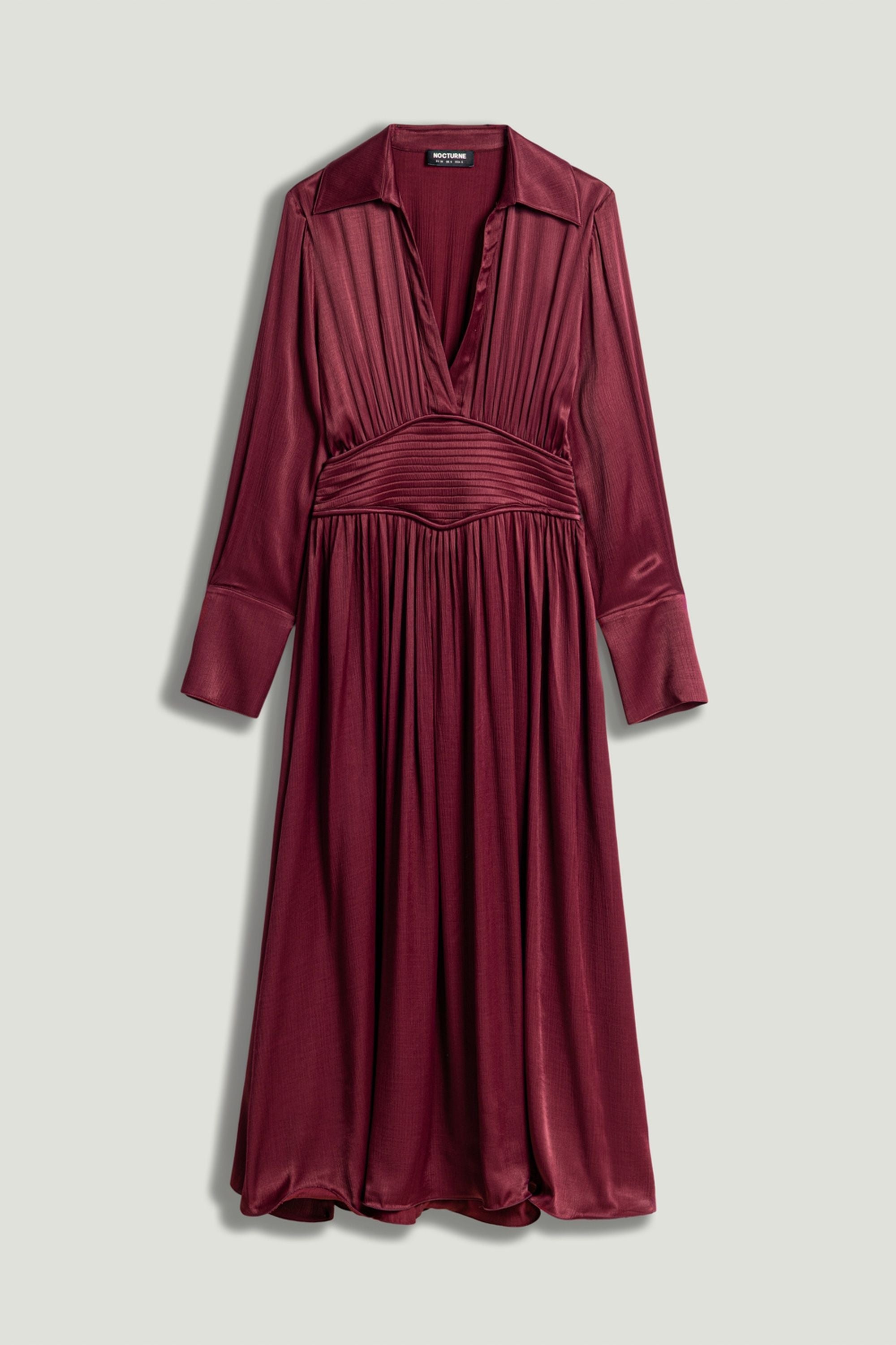 Plunging V-Neck Collared Midi Dress