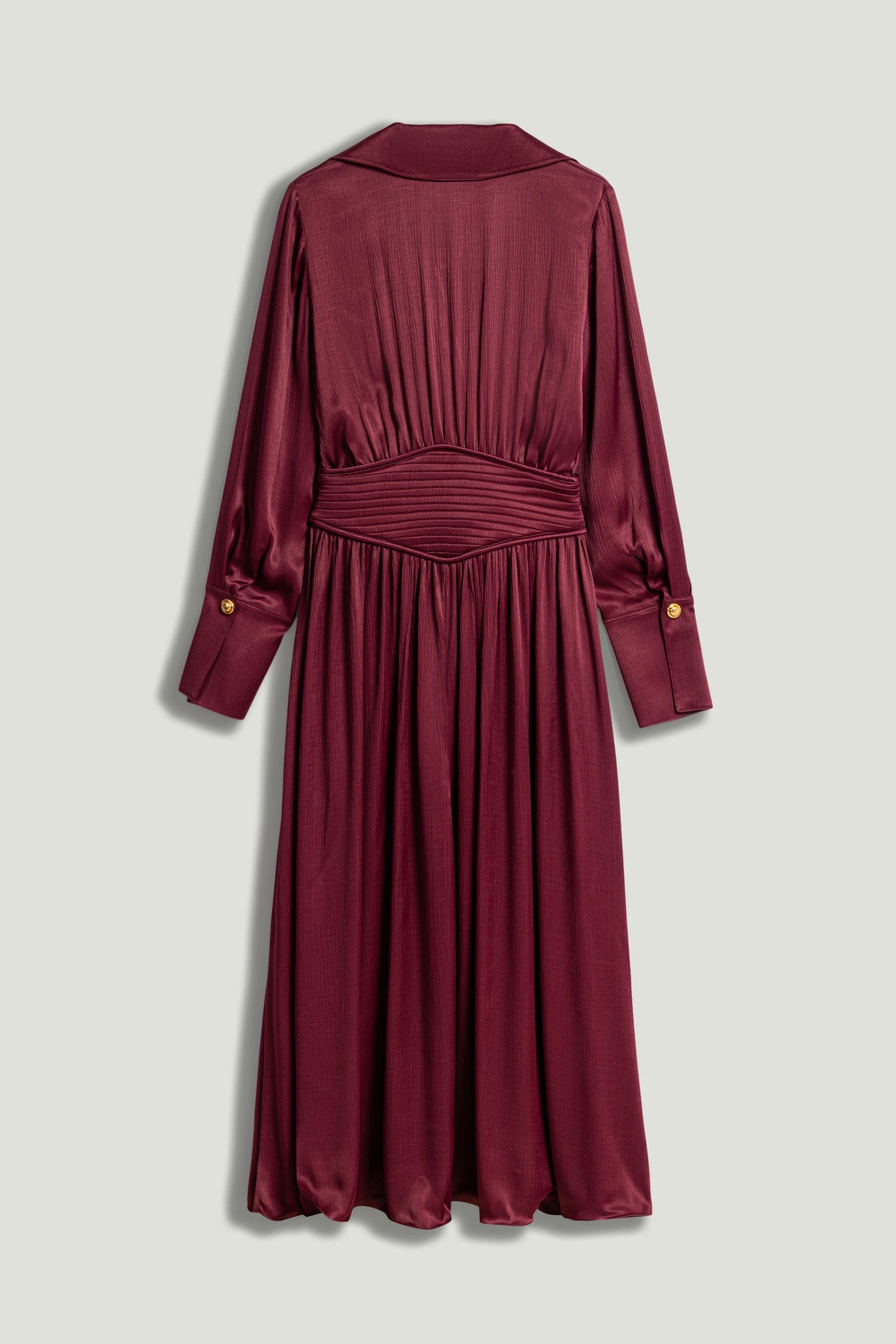 Plunging V-Neck Collared Midi Dress