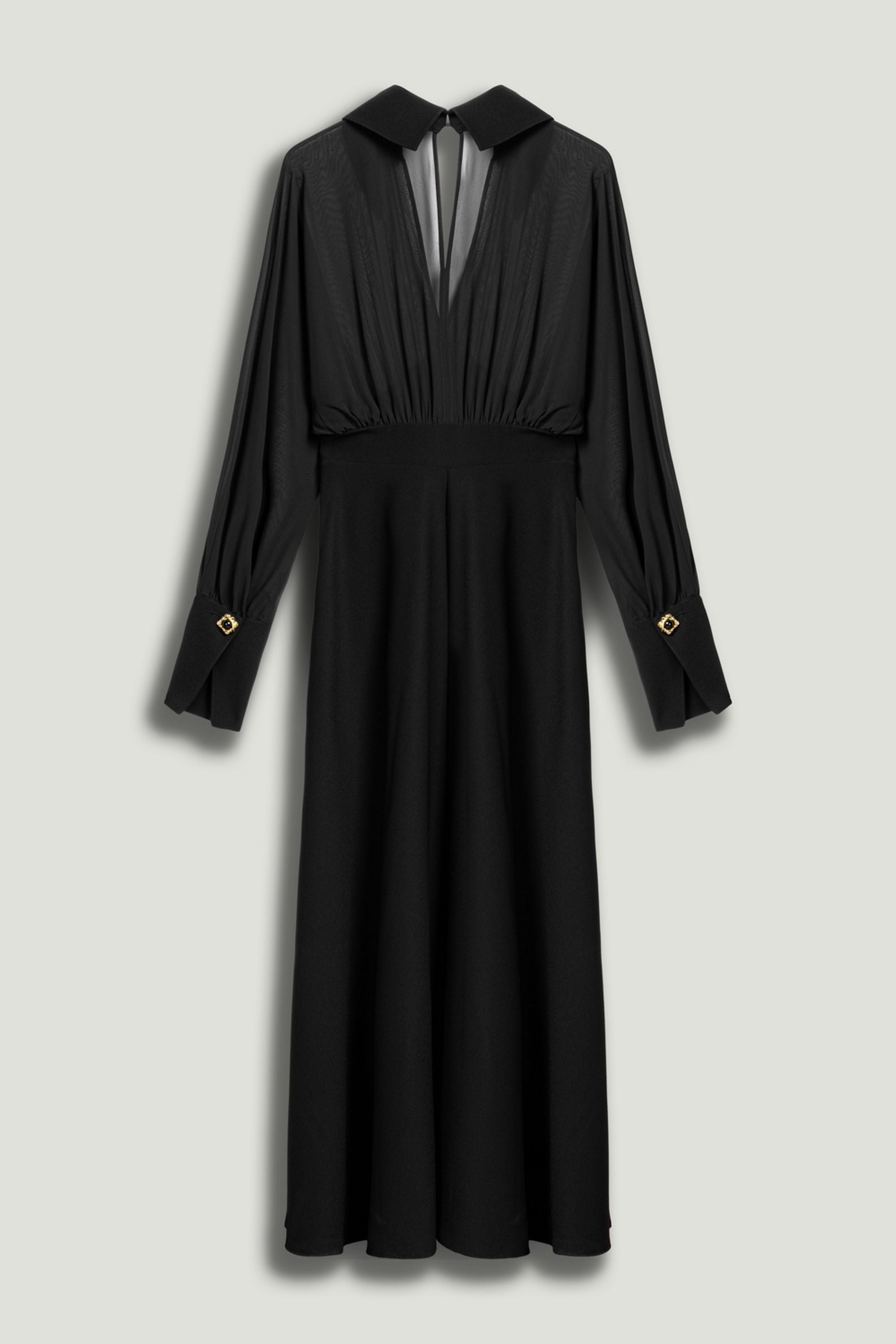 Sheer Lace-Up Waist Maxi Shirt Dress