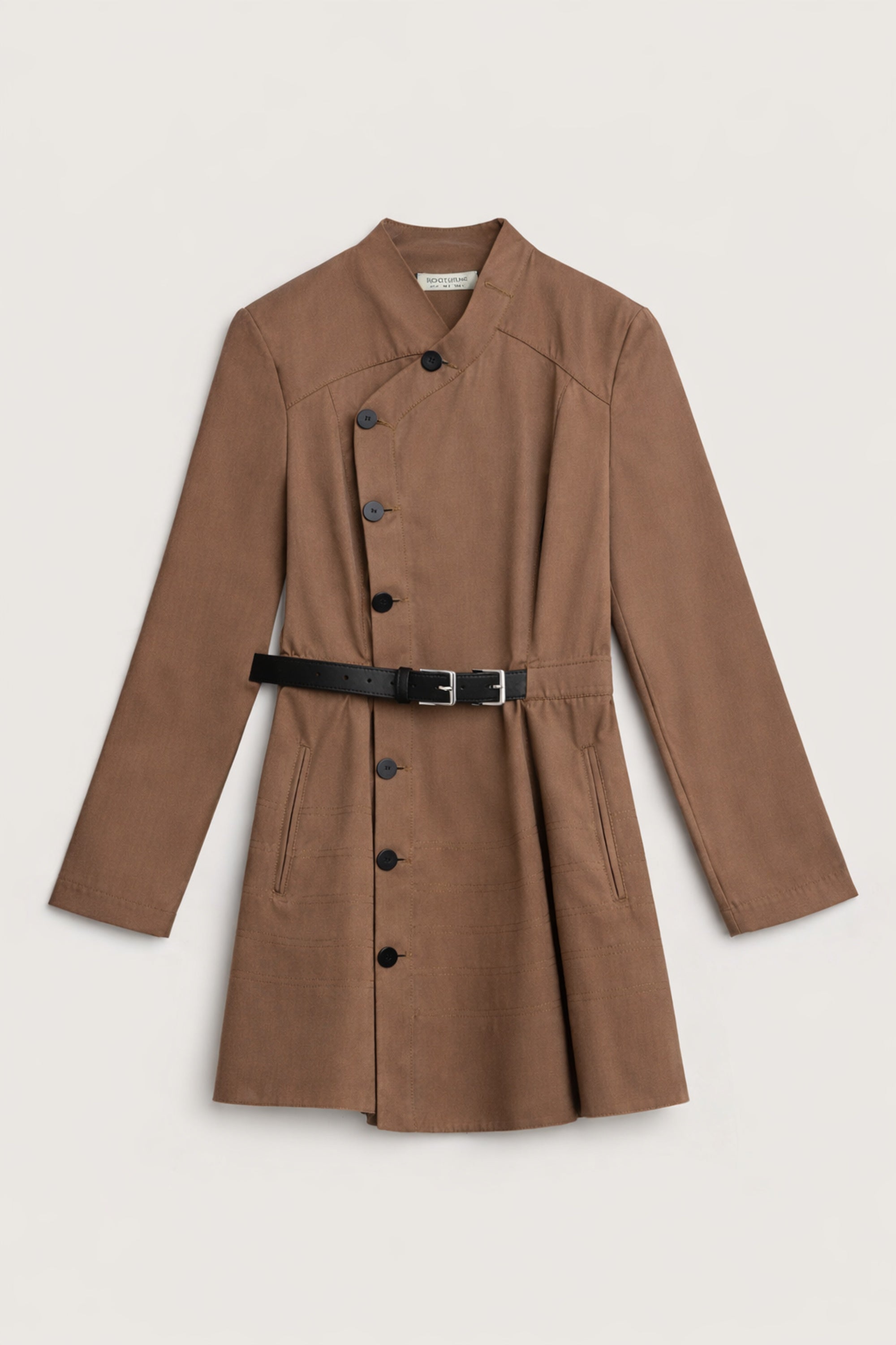 Asymmetric Belted Mini Dress