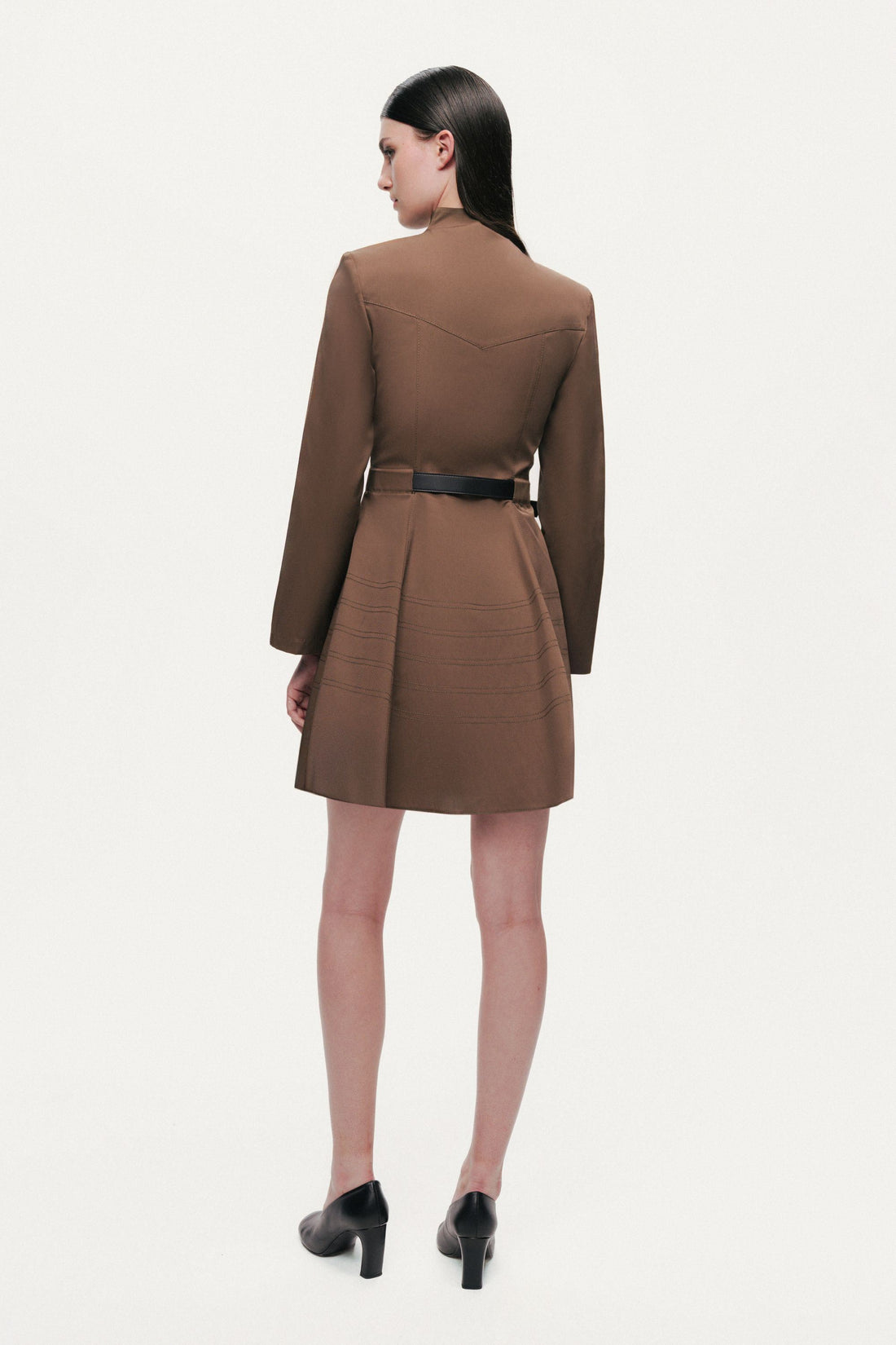 Asymmetric Belted Mini Dress