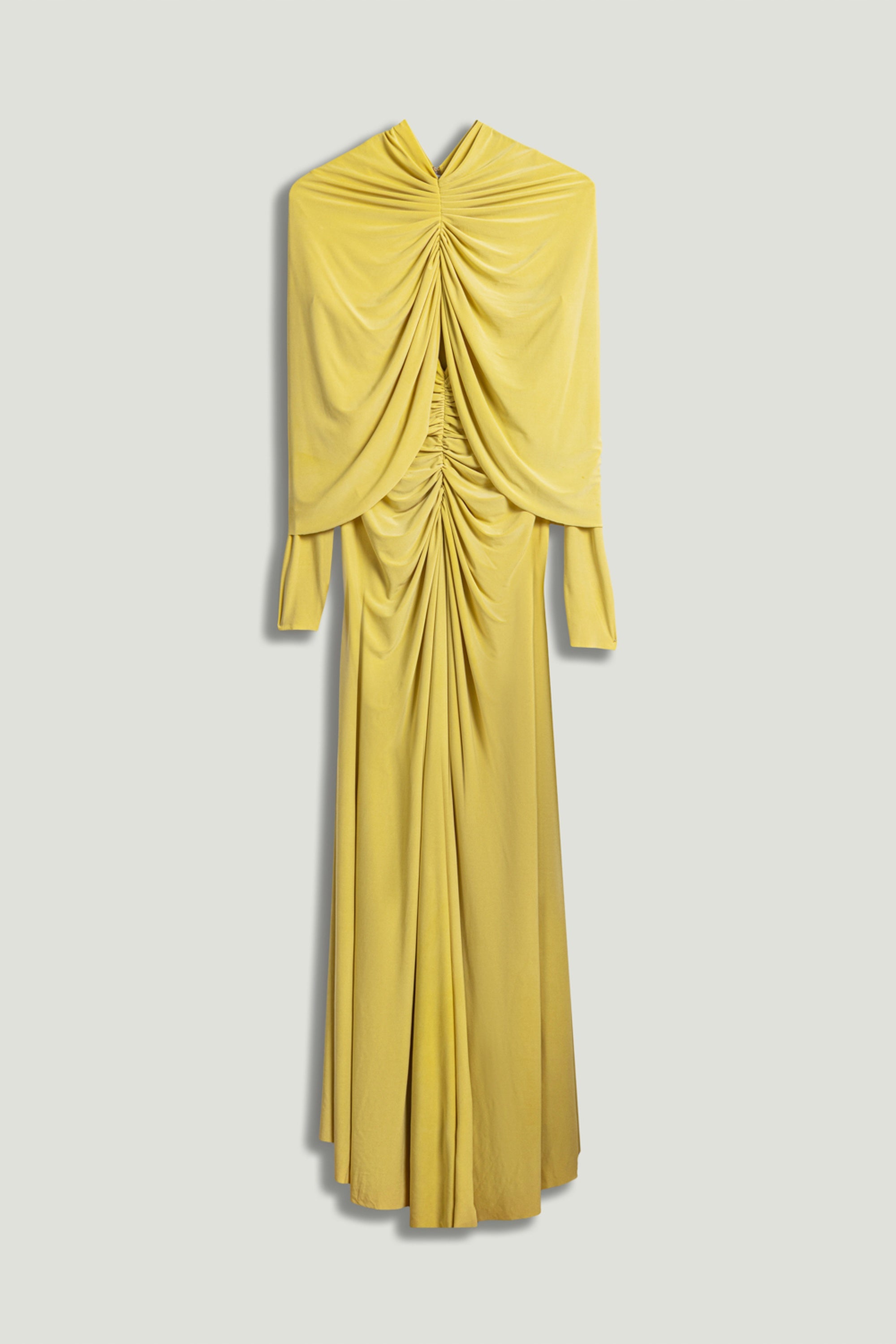 Draped Cowl-Front Column Dress