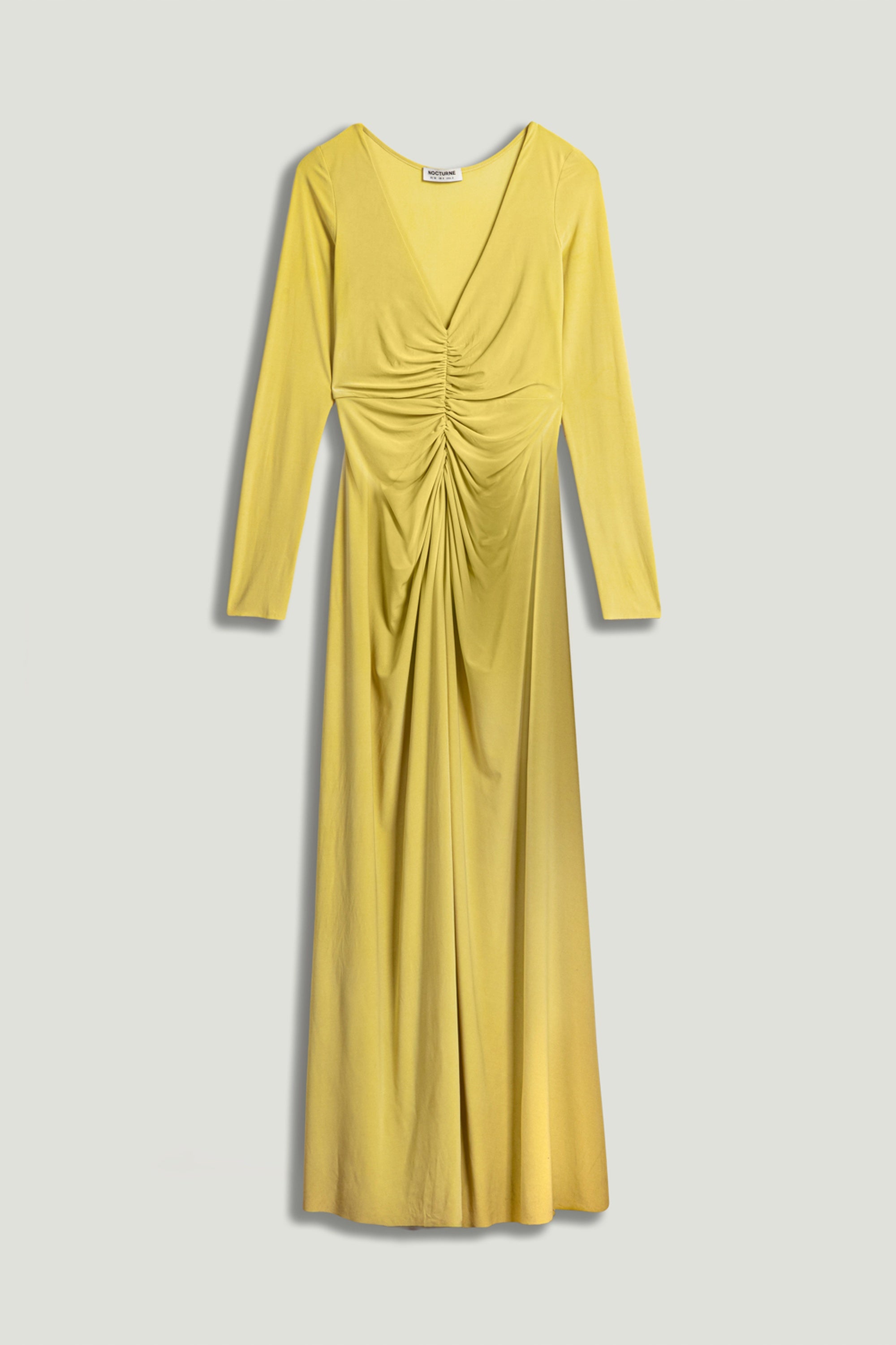 Draped Cowl-Front Column Dress