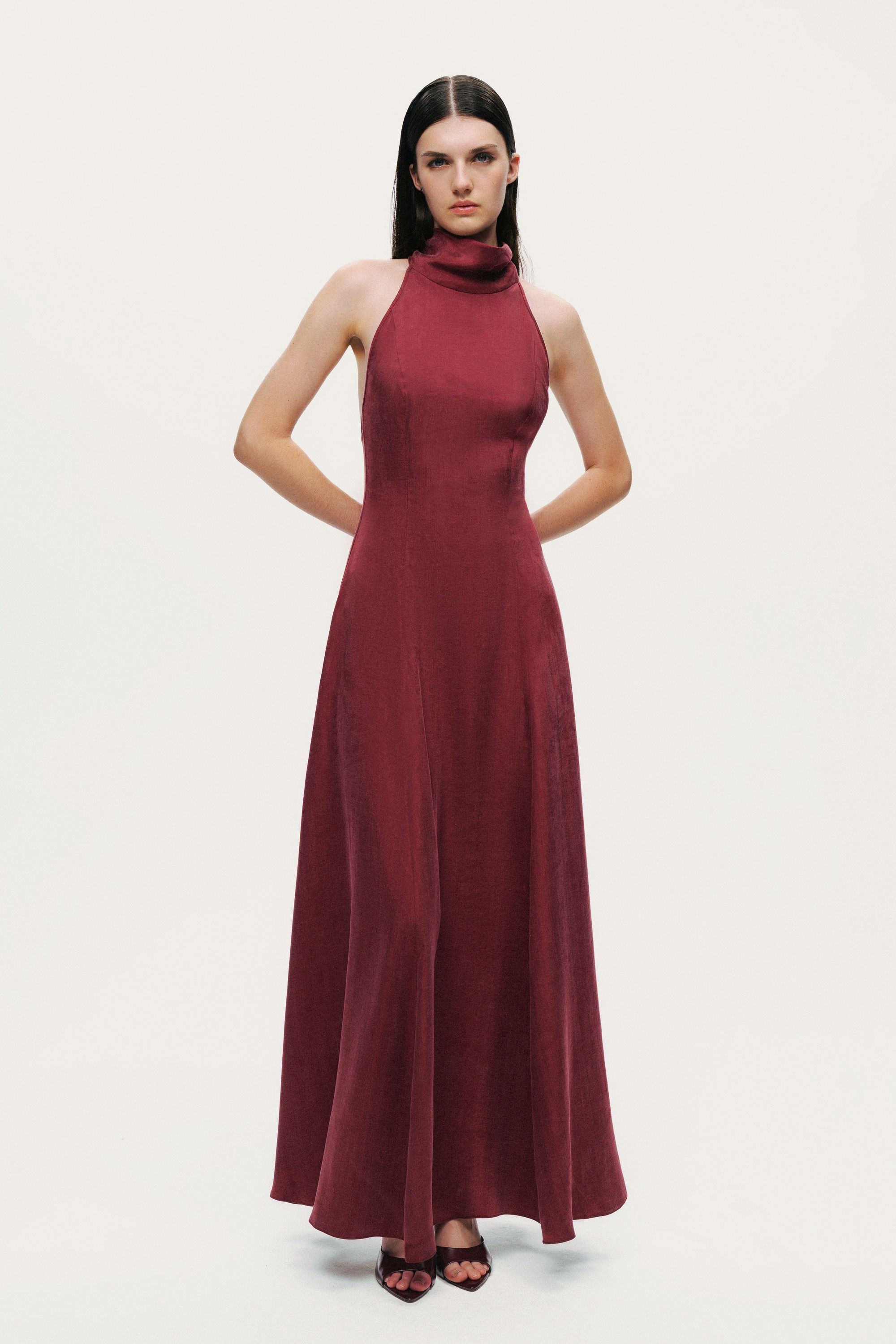 Backless Tie-Back Halter Dress