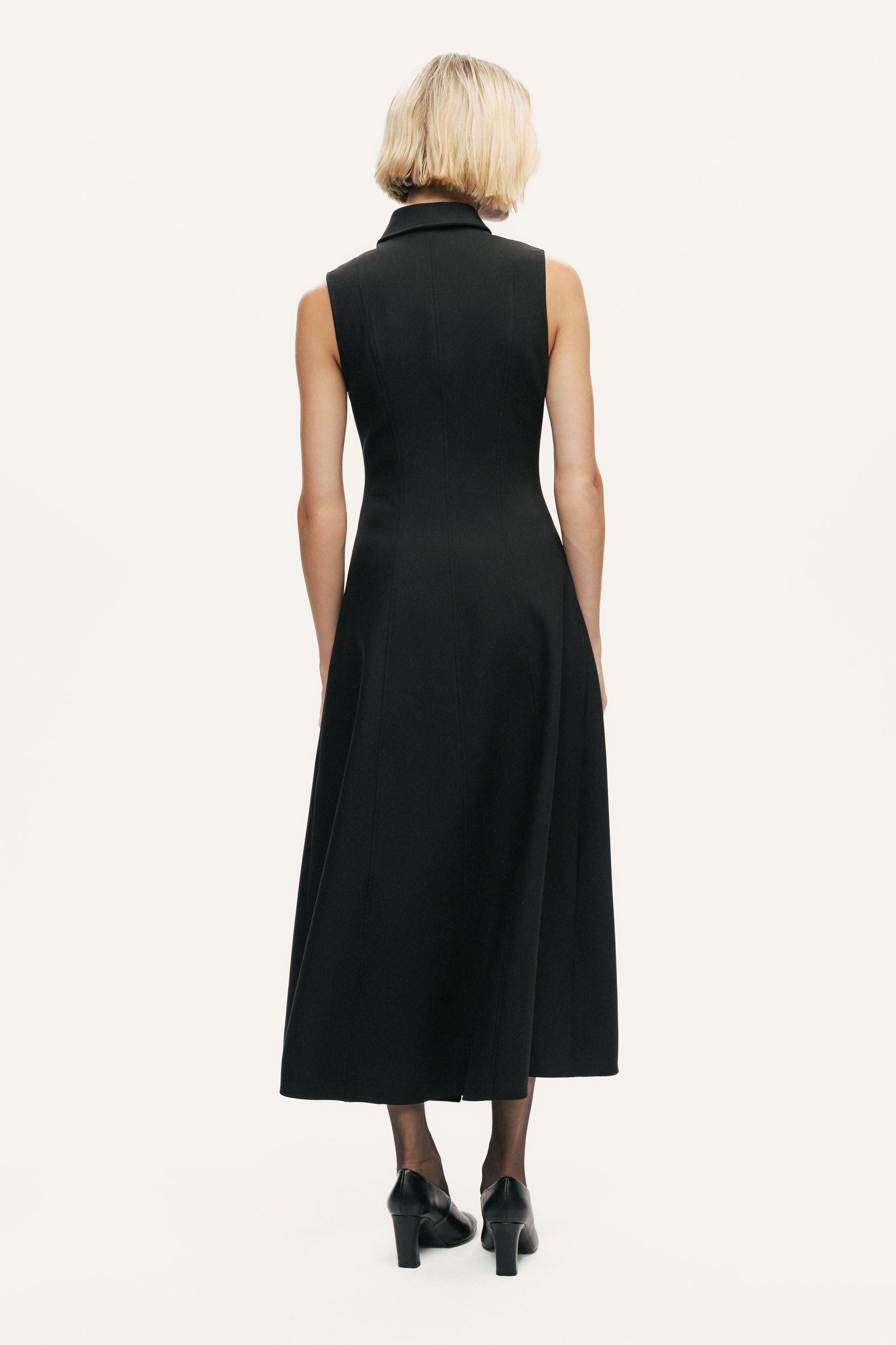 Sleeveless Double-Breasted Midi Dress
