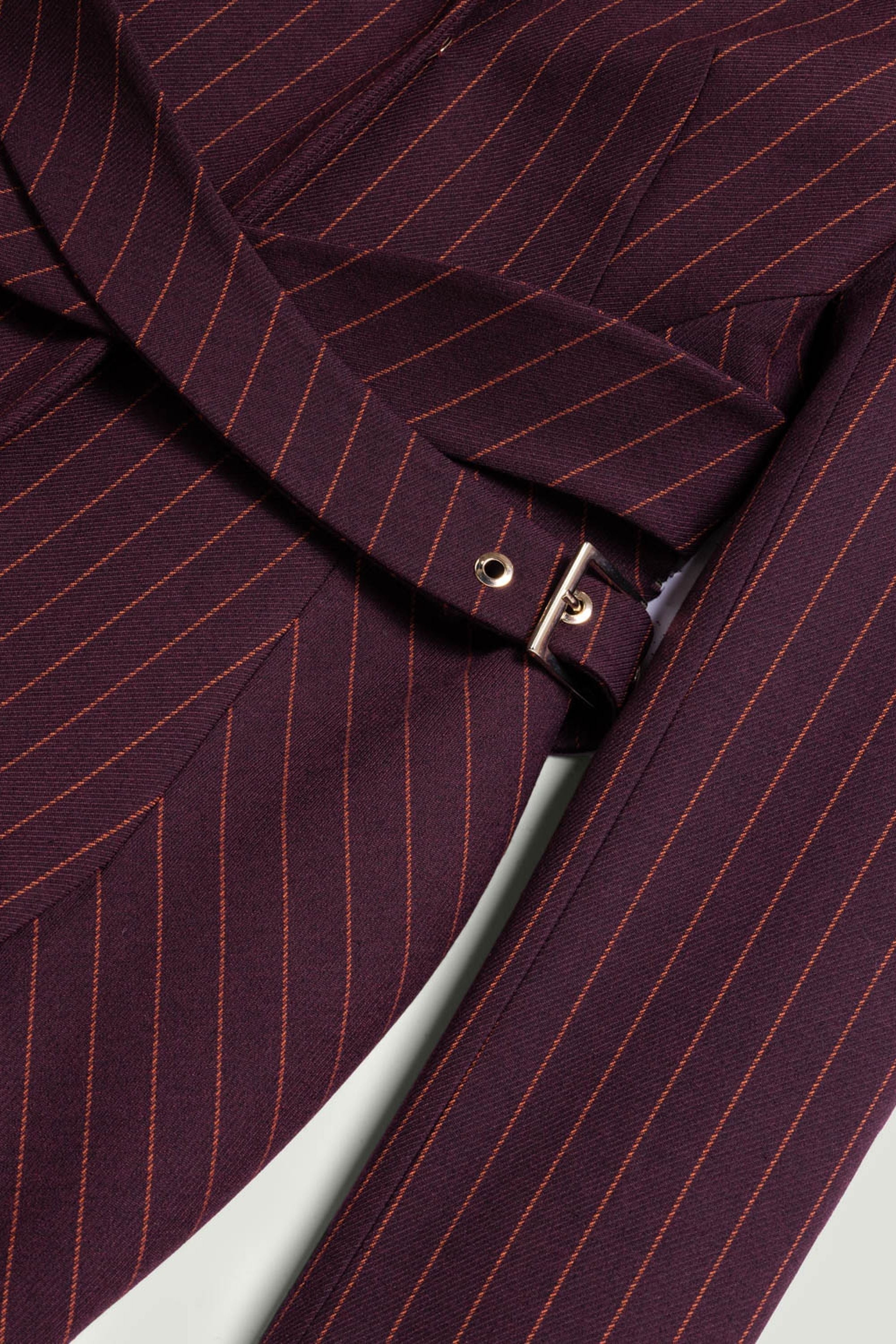 Tailored Pinstripe Wrap-Waist Mini Dress