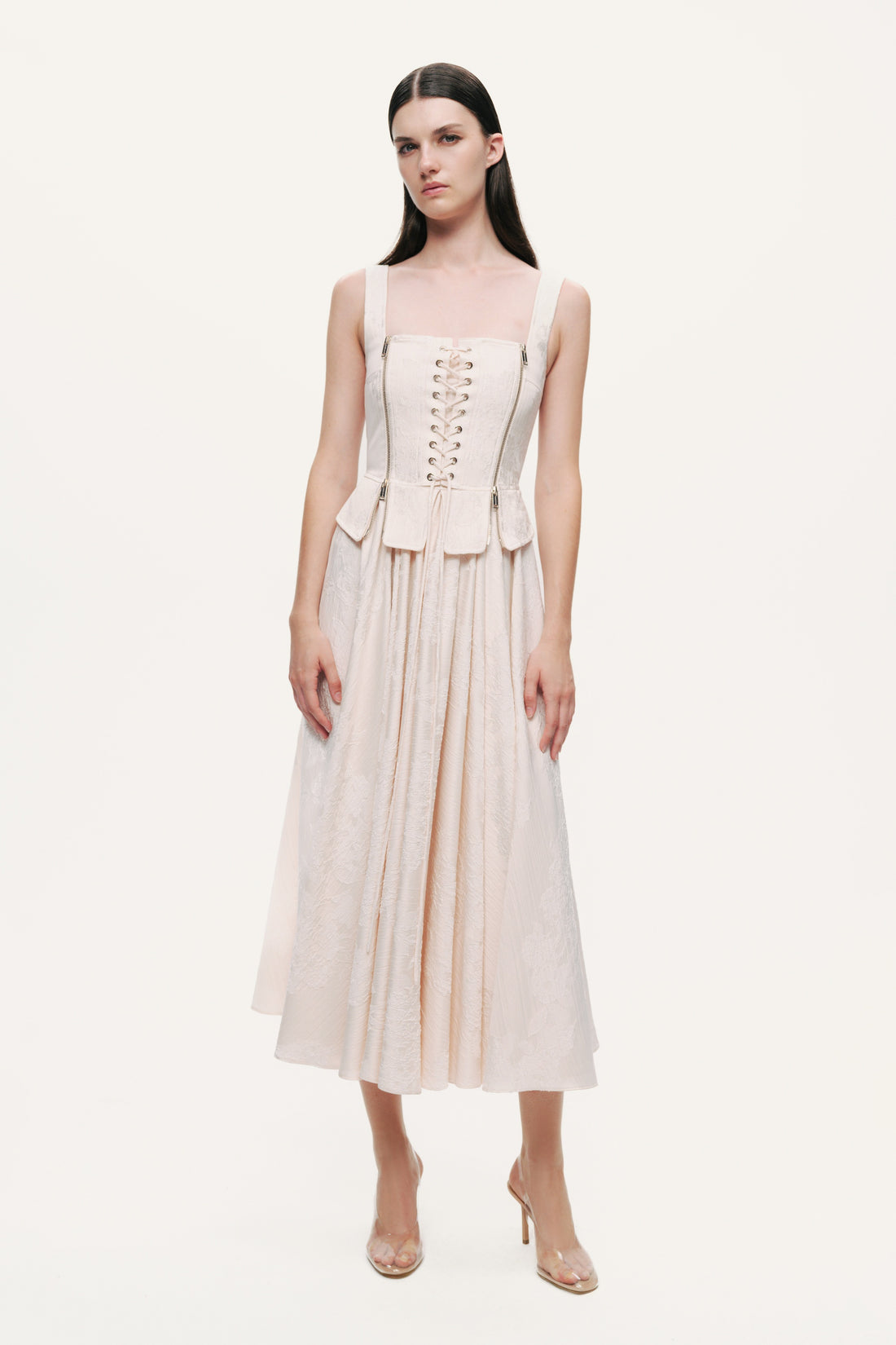 Lace-Up Corset Midi Dress