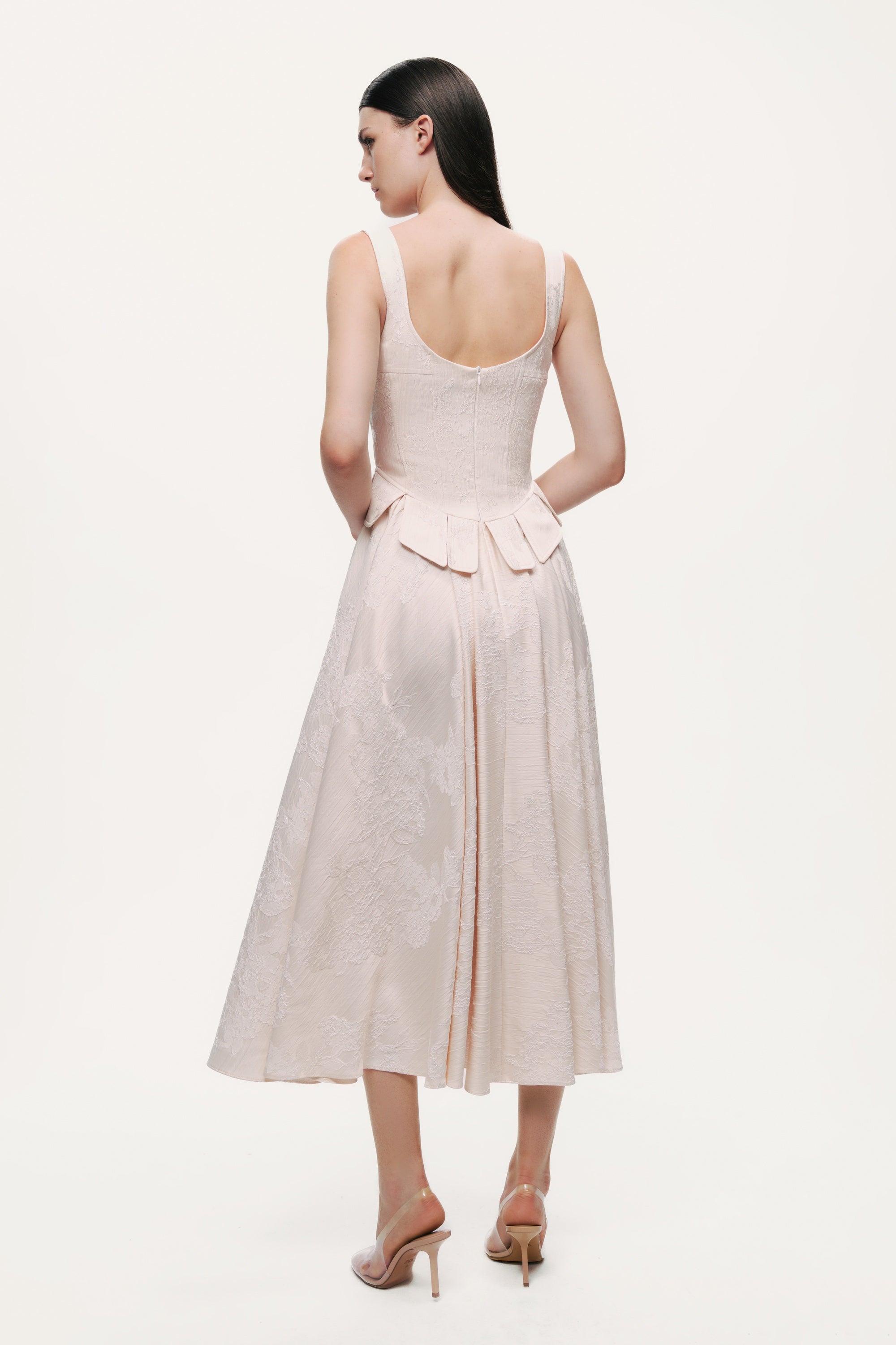 Lace-Up Corset Midi Dress