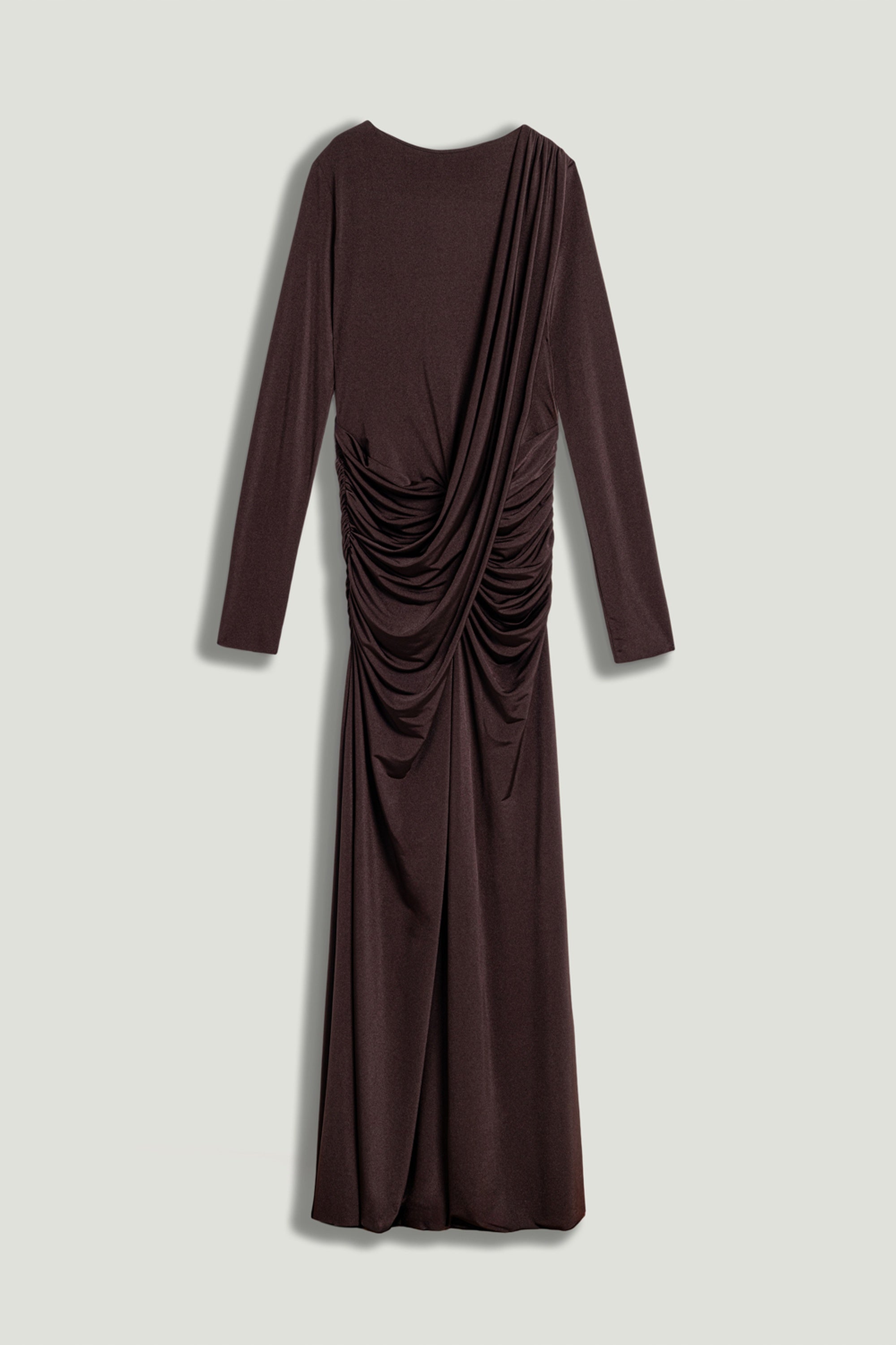 Asymmetric Draped Open-Back Dress