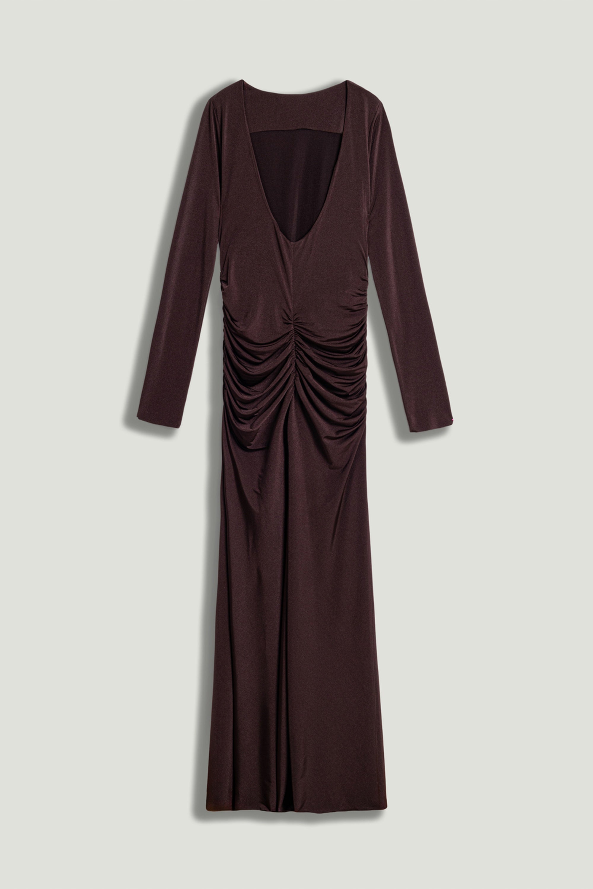 Asymmetric Draped Open-Back Dress