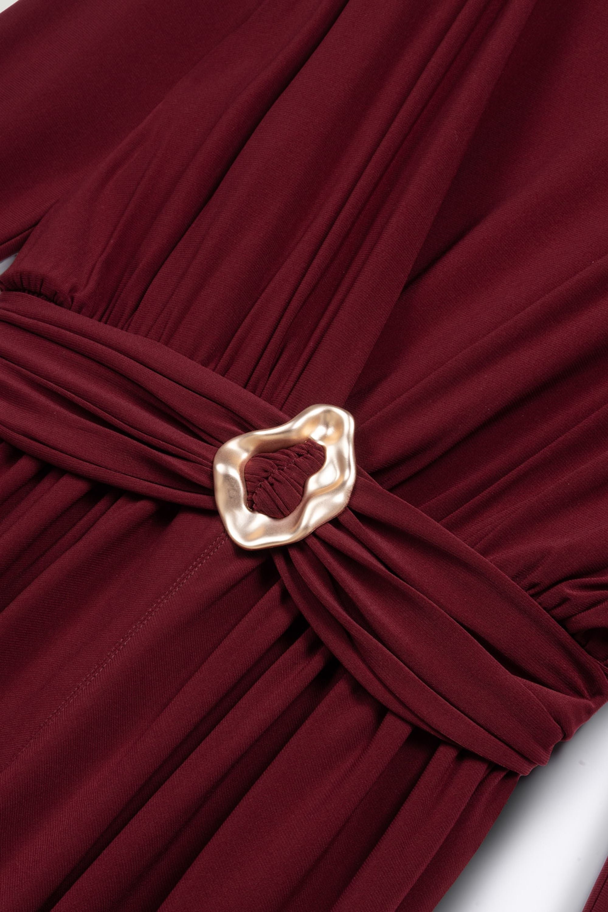 Deep Plunge Belted Jersey Maxi Dress