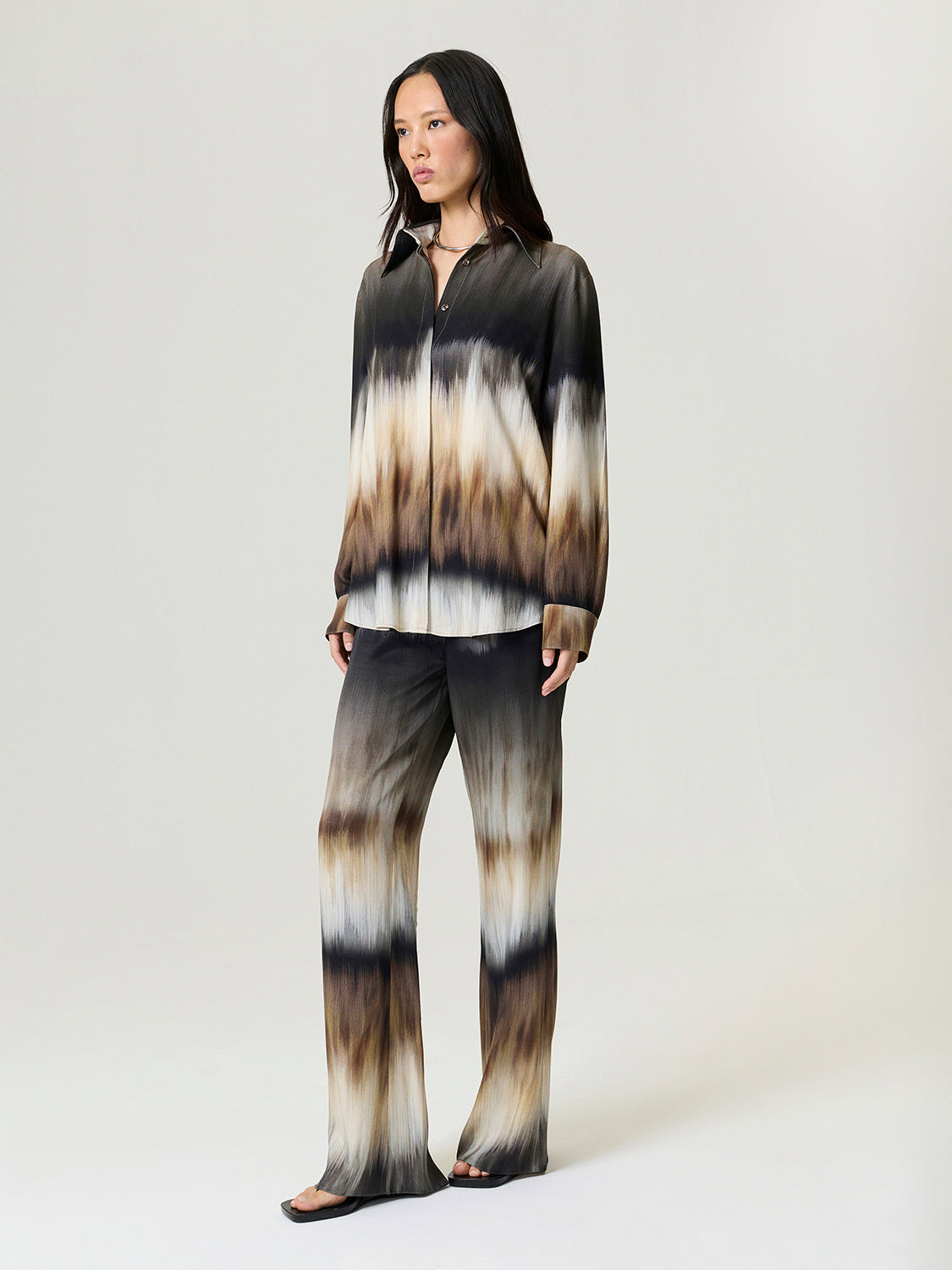 Batik Print Wide-Leg Pants