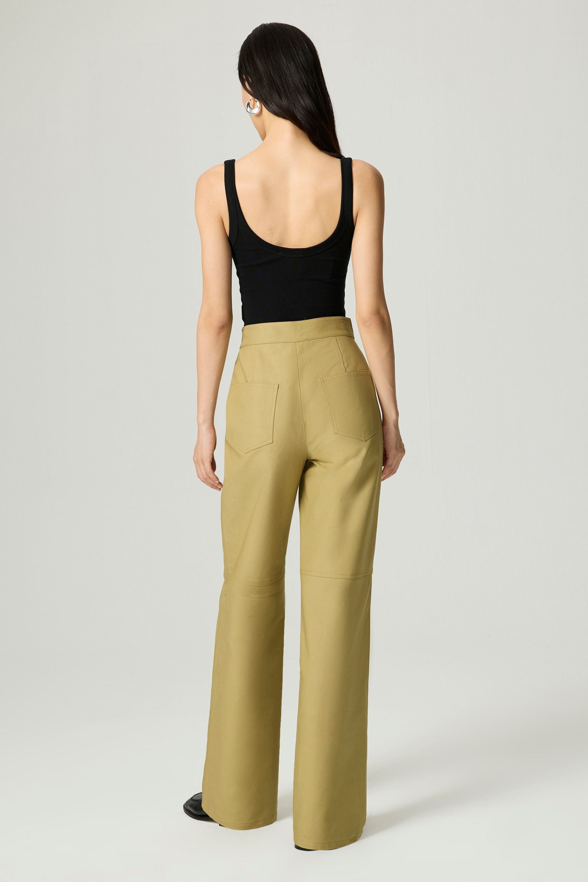 Side-Buckle High-Waist Wide Trousers