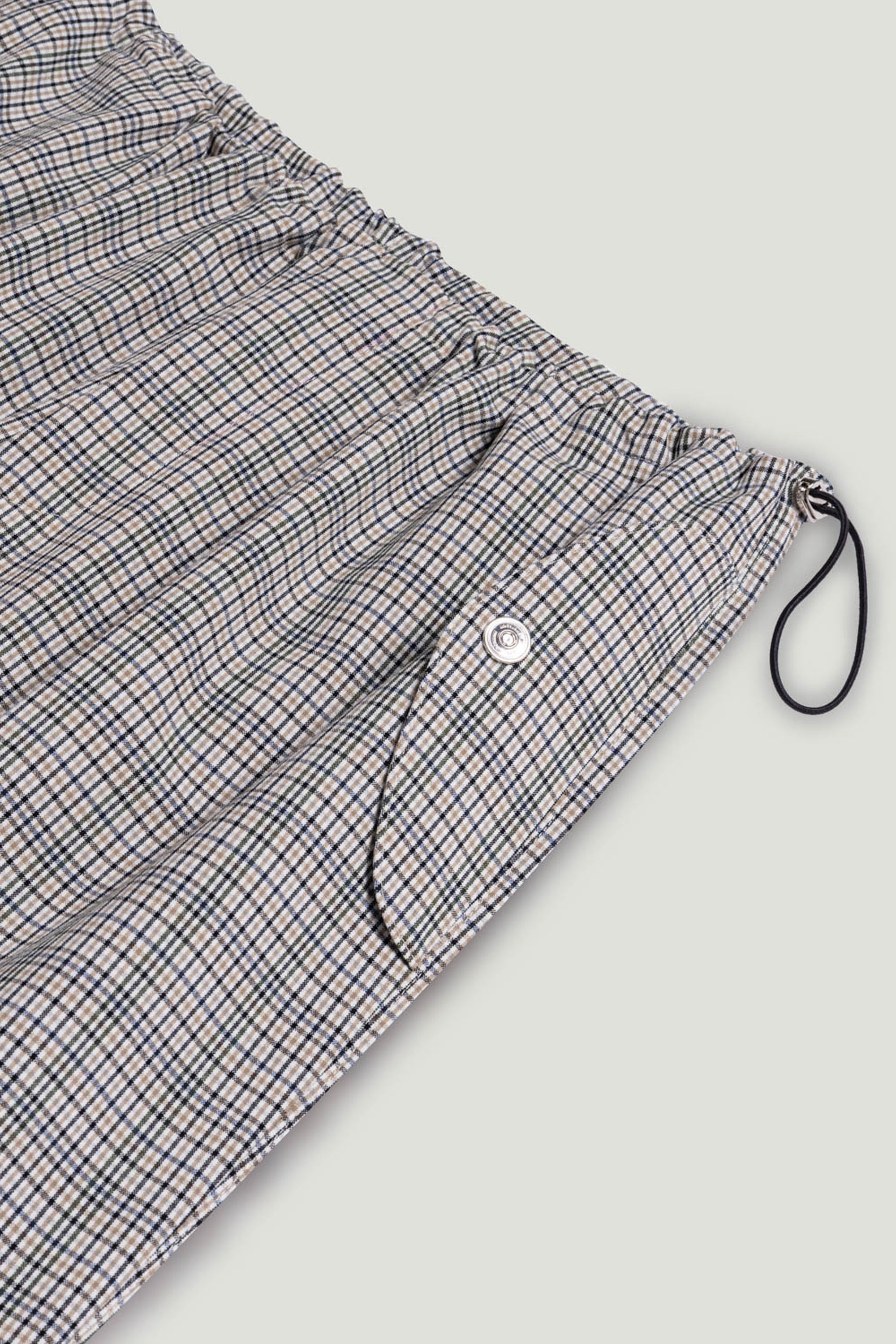 Plaid Wide-Leg Drawstring Pants