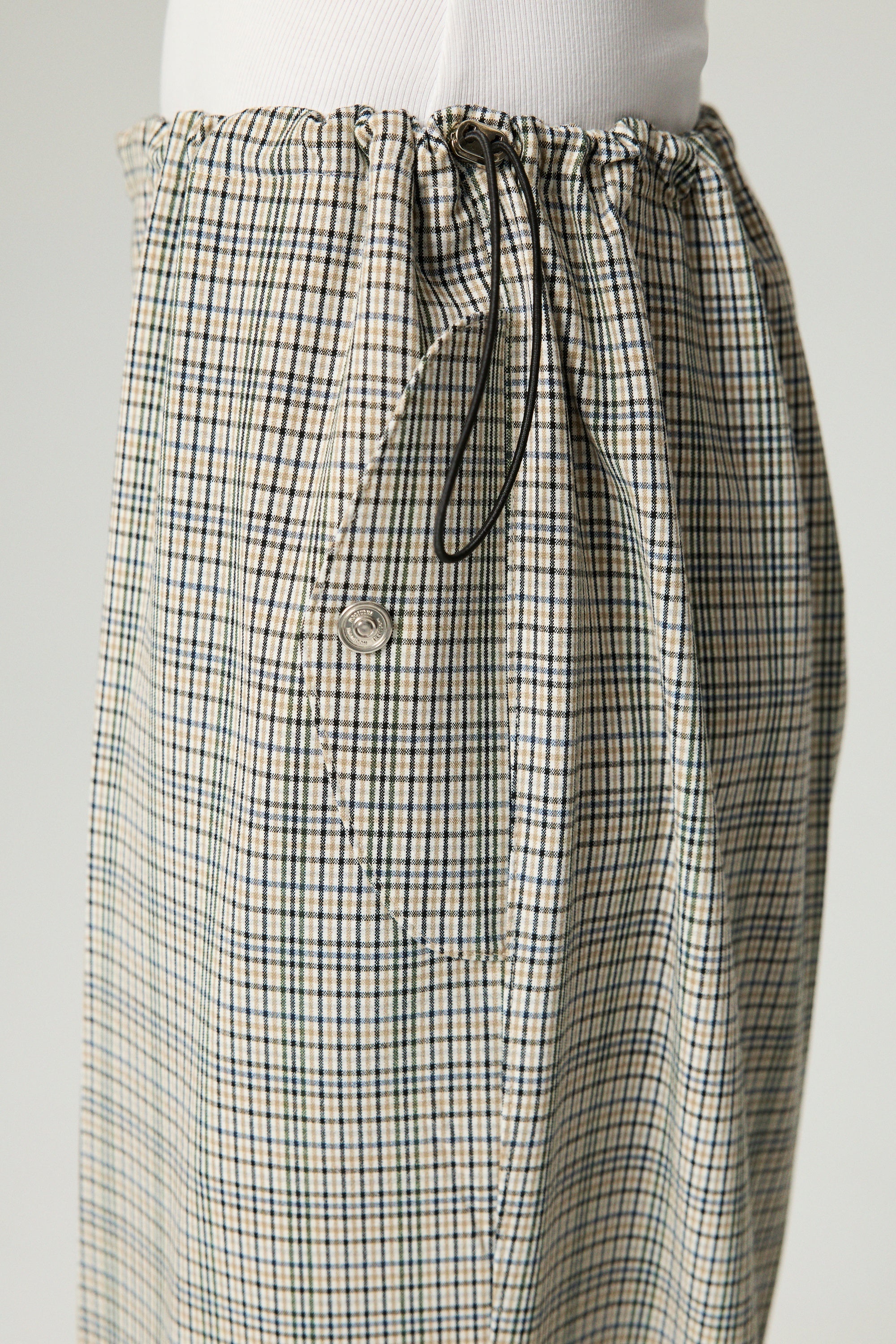 Plaid Wide-Leg Drawstring Pants