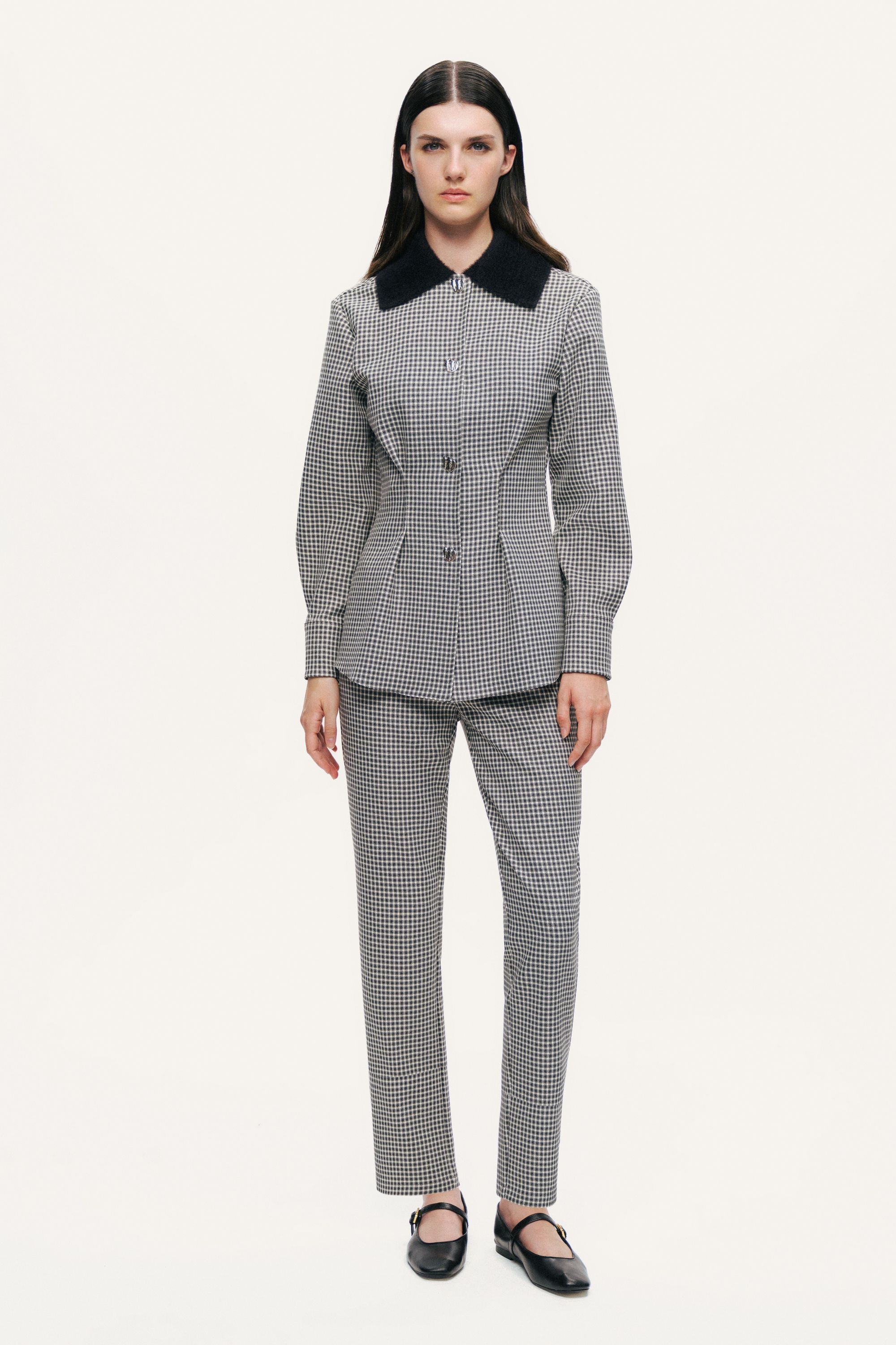 Tailored Micro Check Cigarette Pants