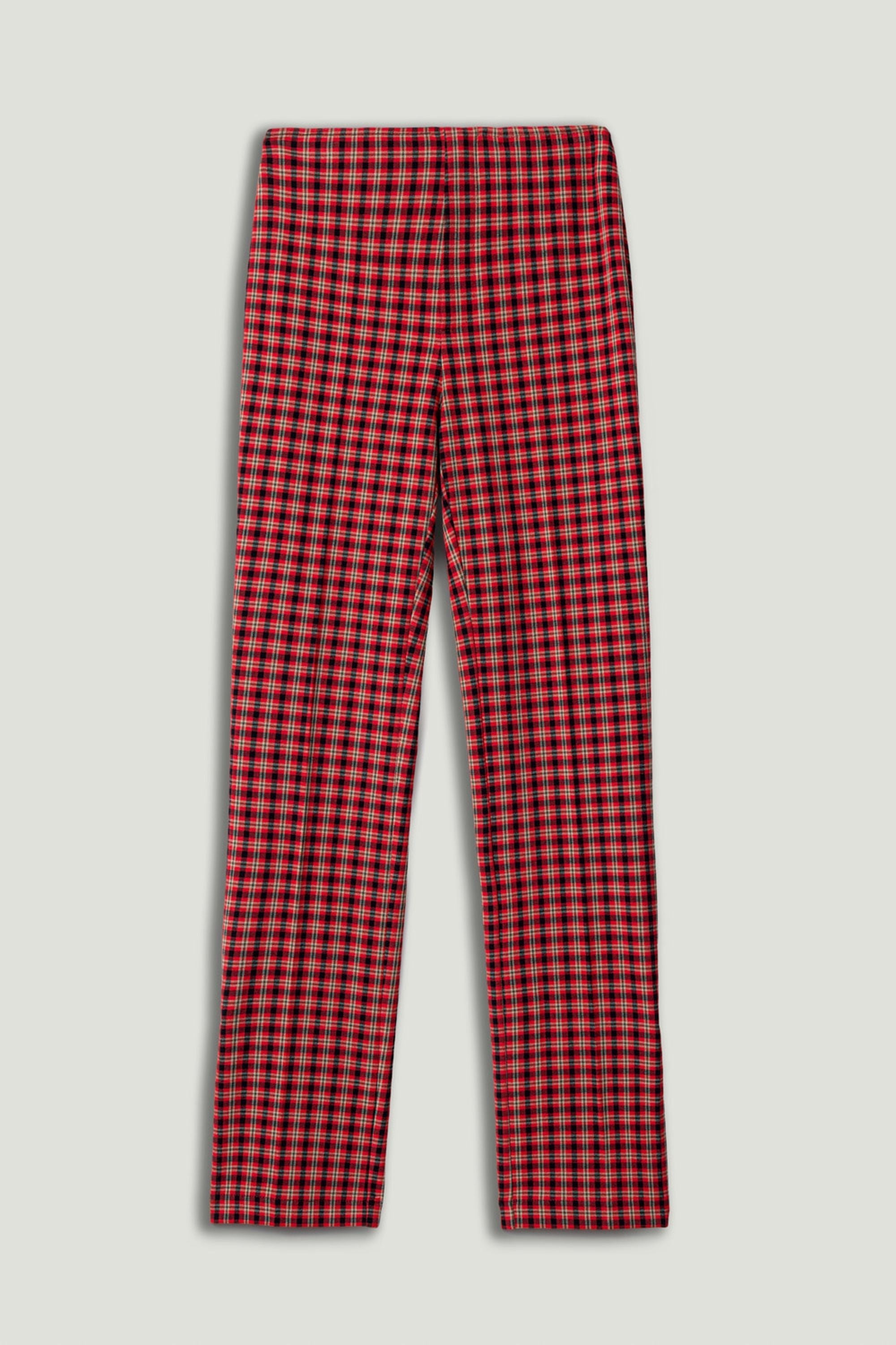 Plaid Slit-Hem Pants