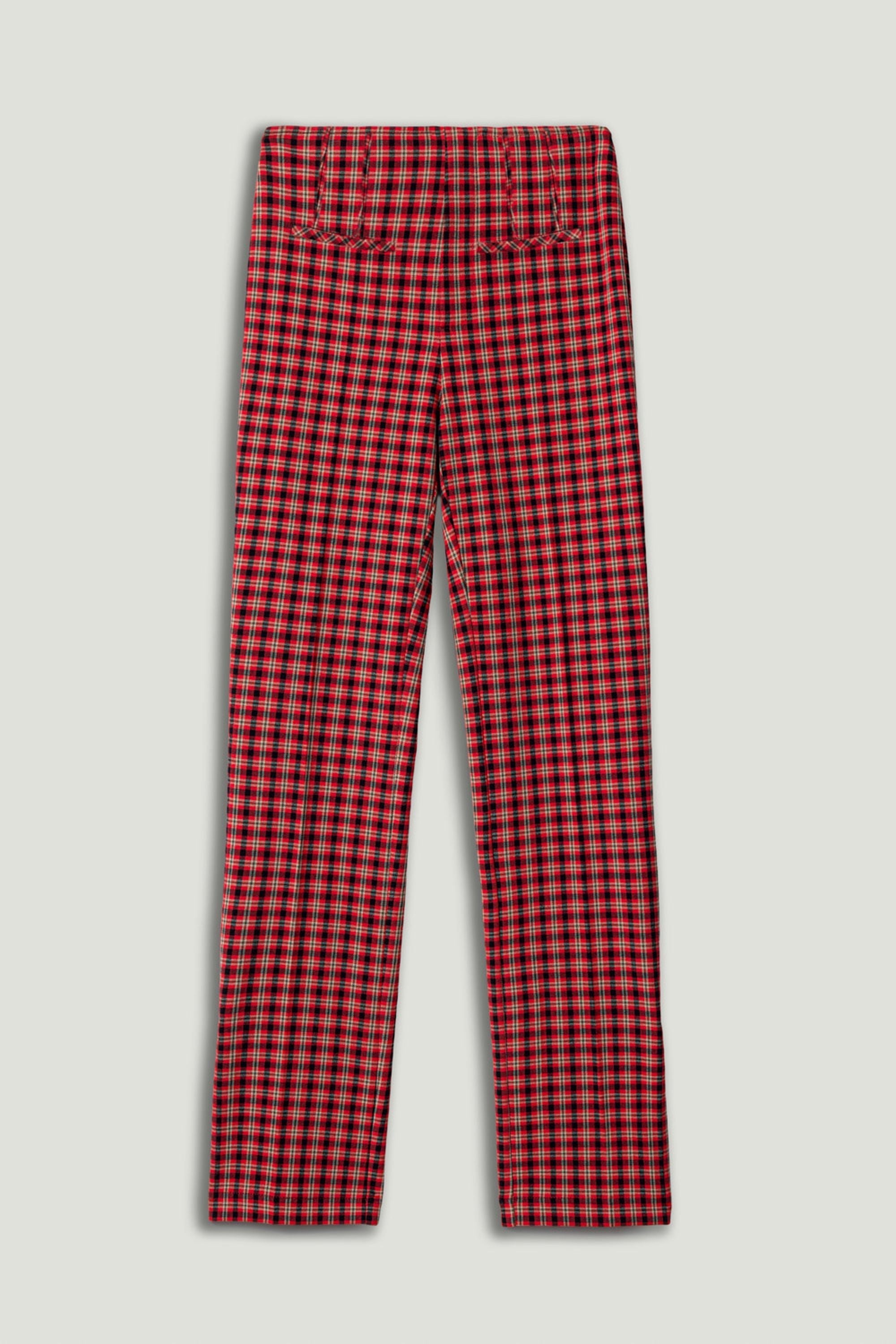Plaid Slit-Hem Pants