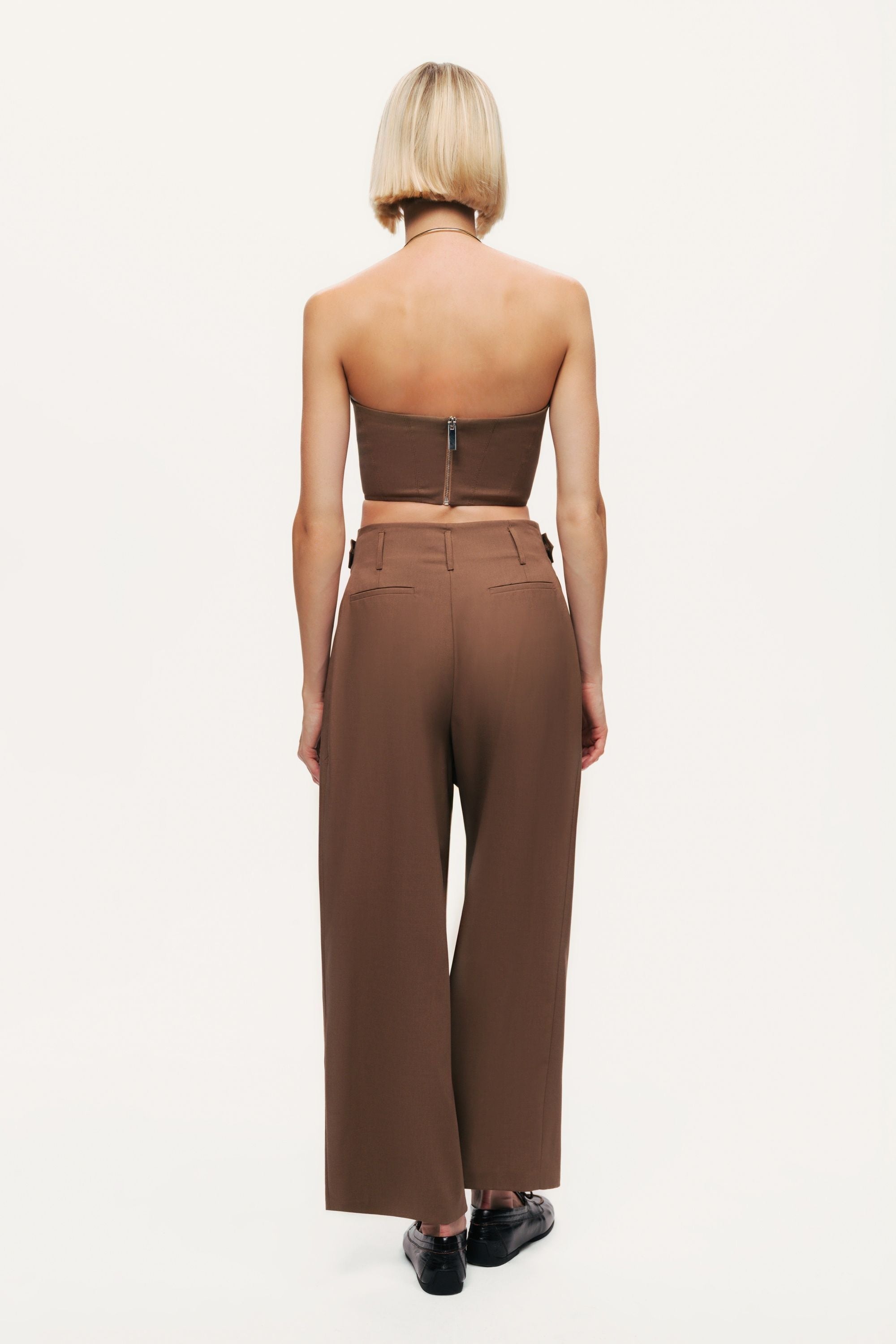 Pleated Tapered Crop Trousers