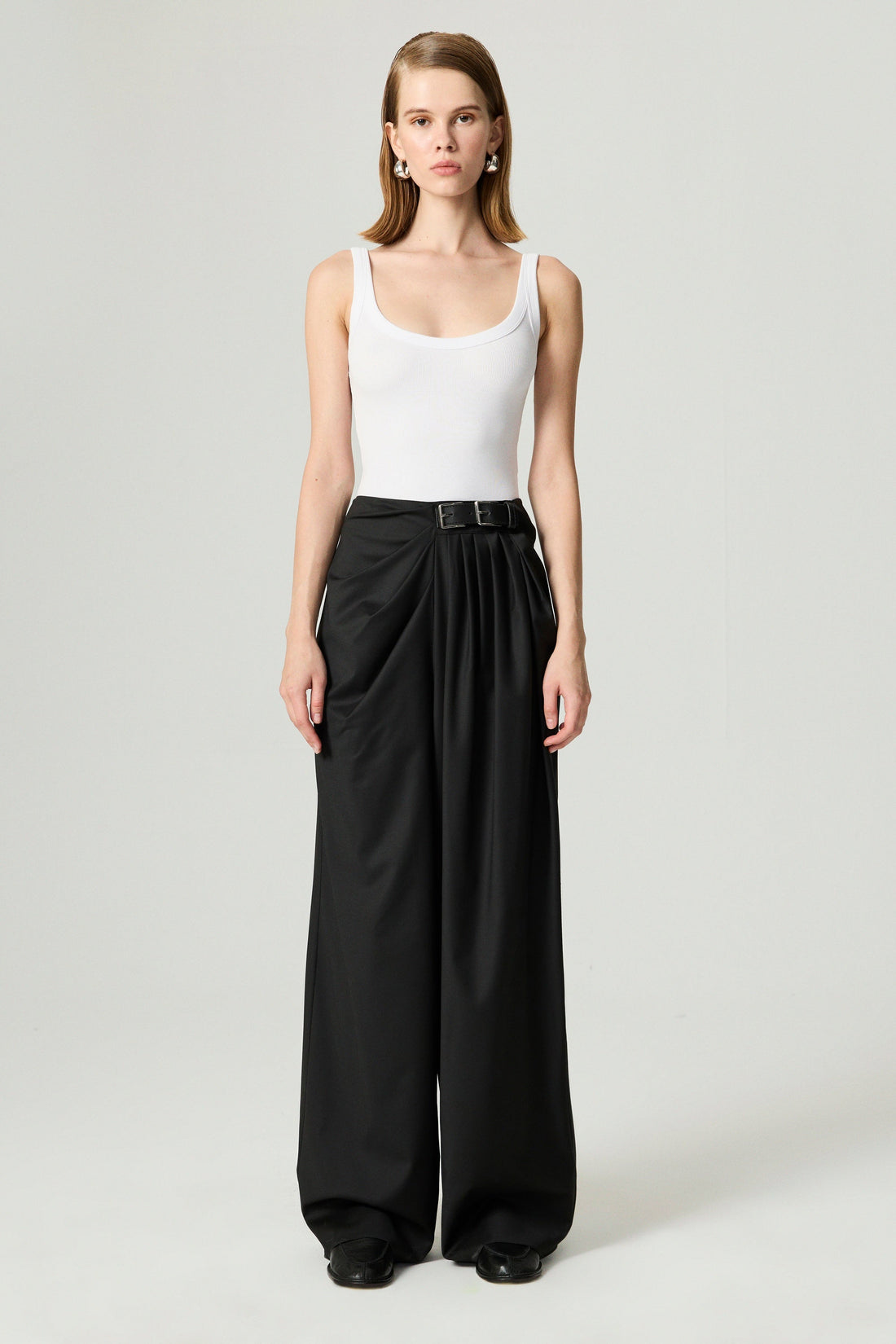 Double-Buckle High-Waist Pants