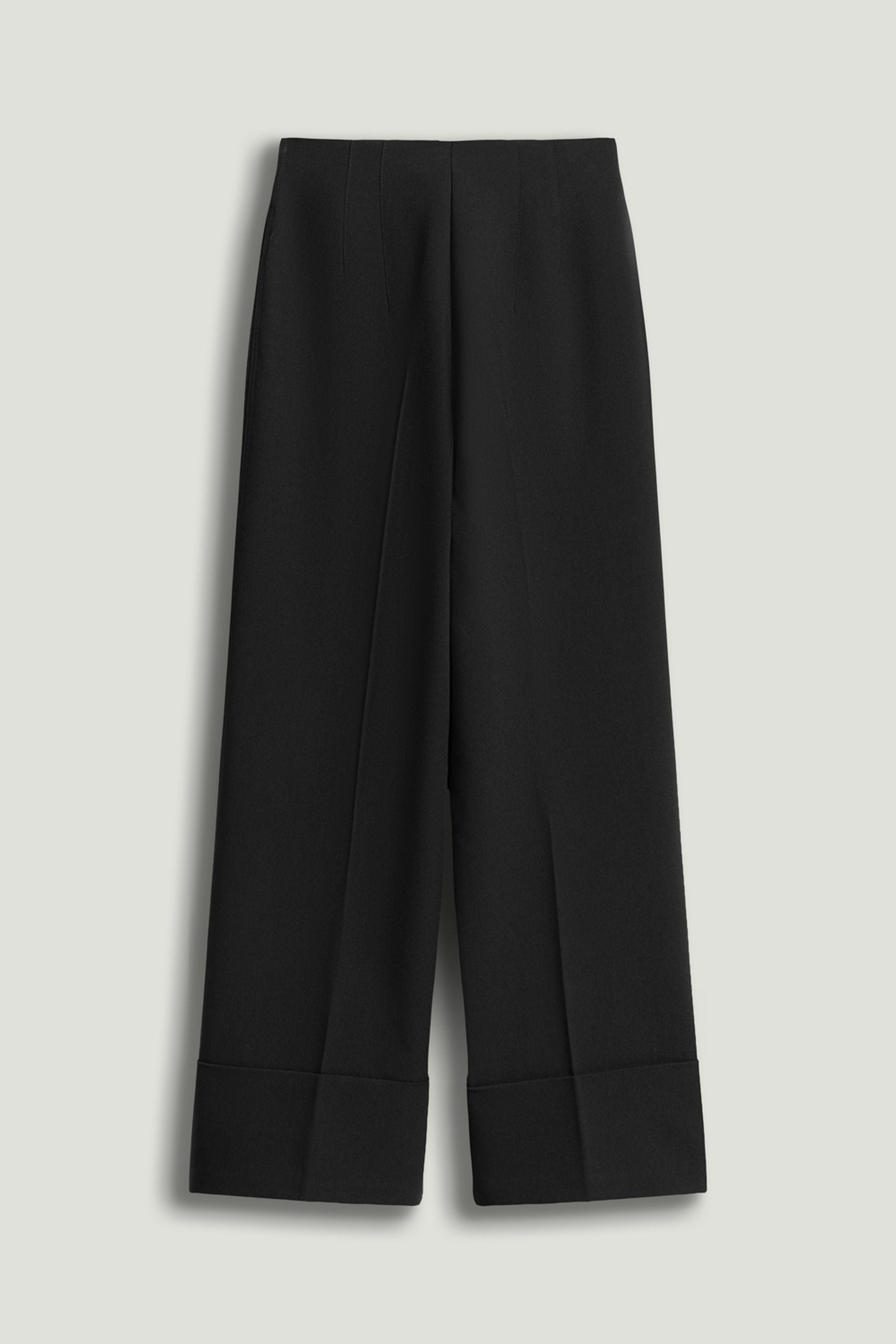 Cuffed Wide-Leg Trousers