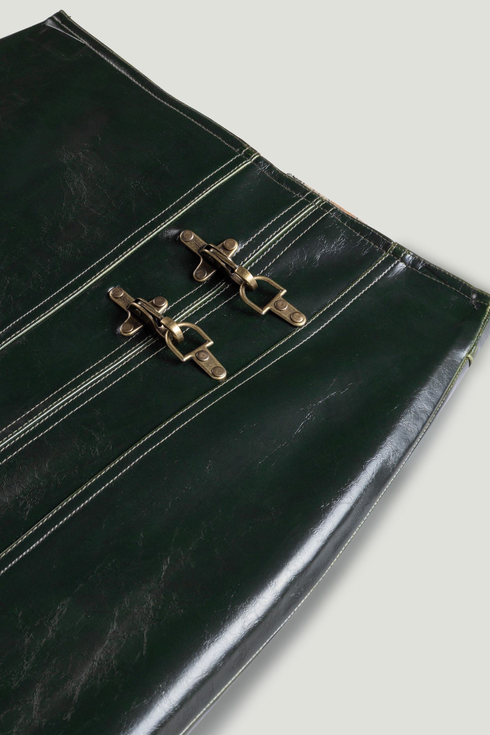 Buckle Detail Front-Slit Skirt