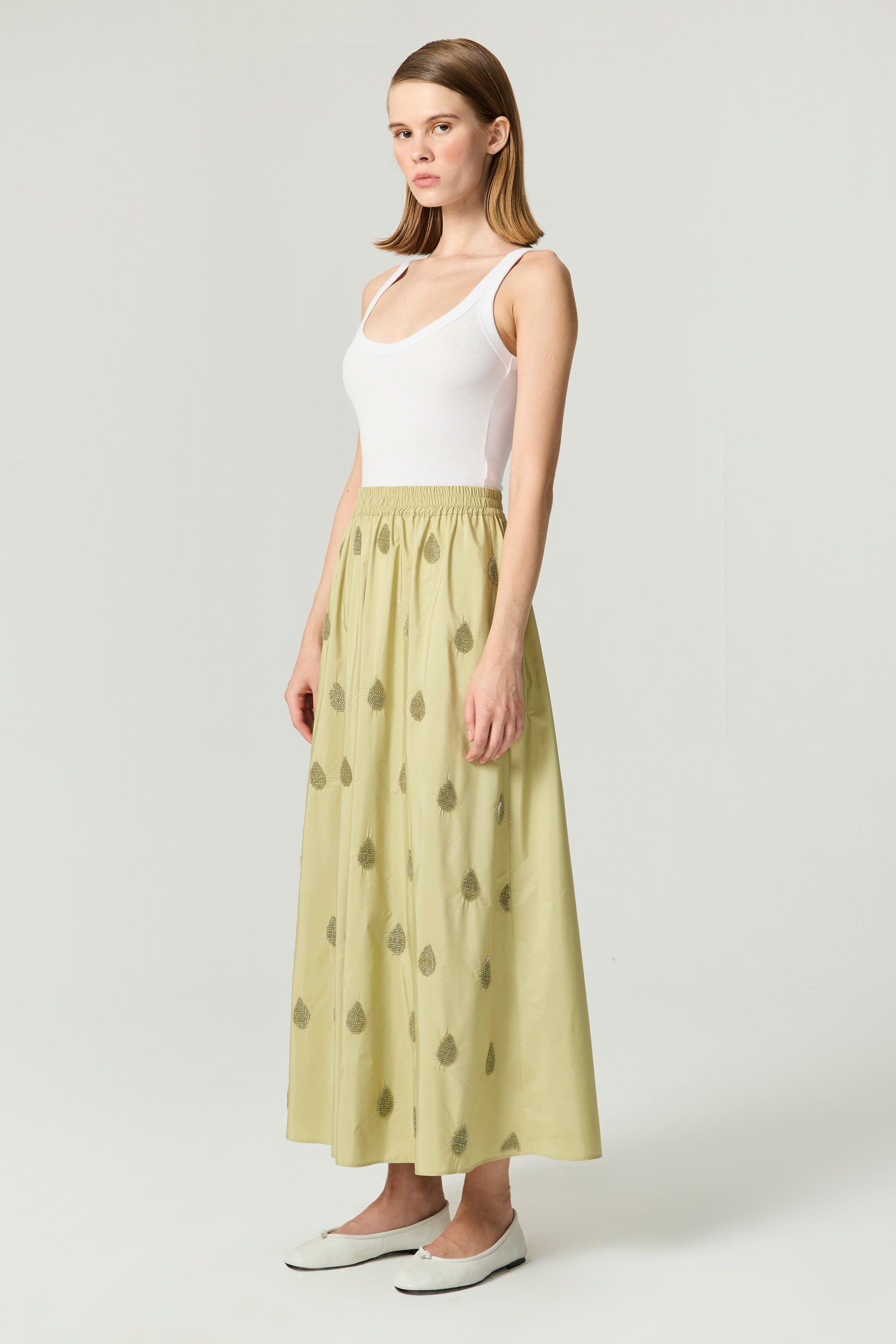 Beaded Embroidered Maxi Skirt