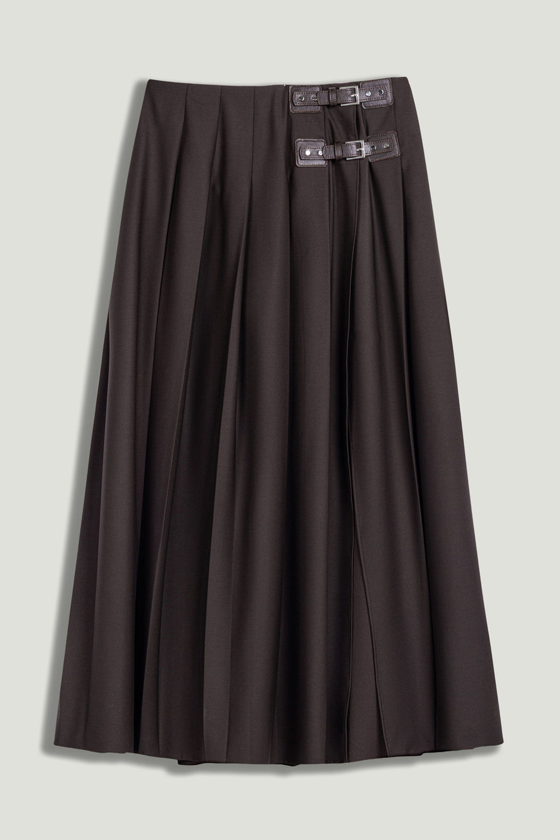 Belted Pleated Maxi Skirt
