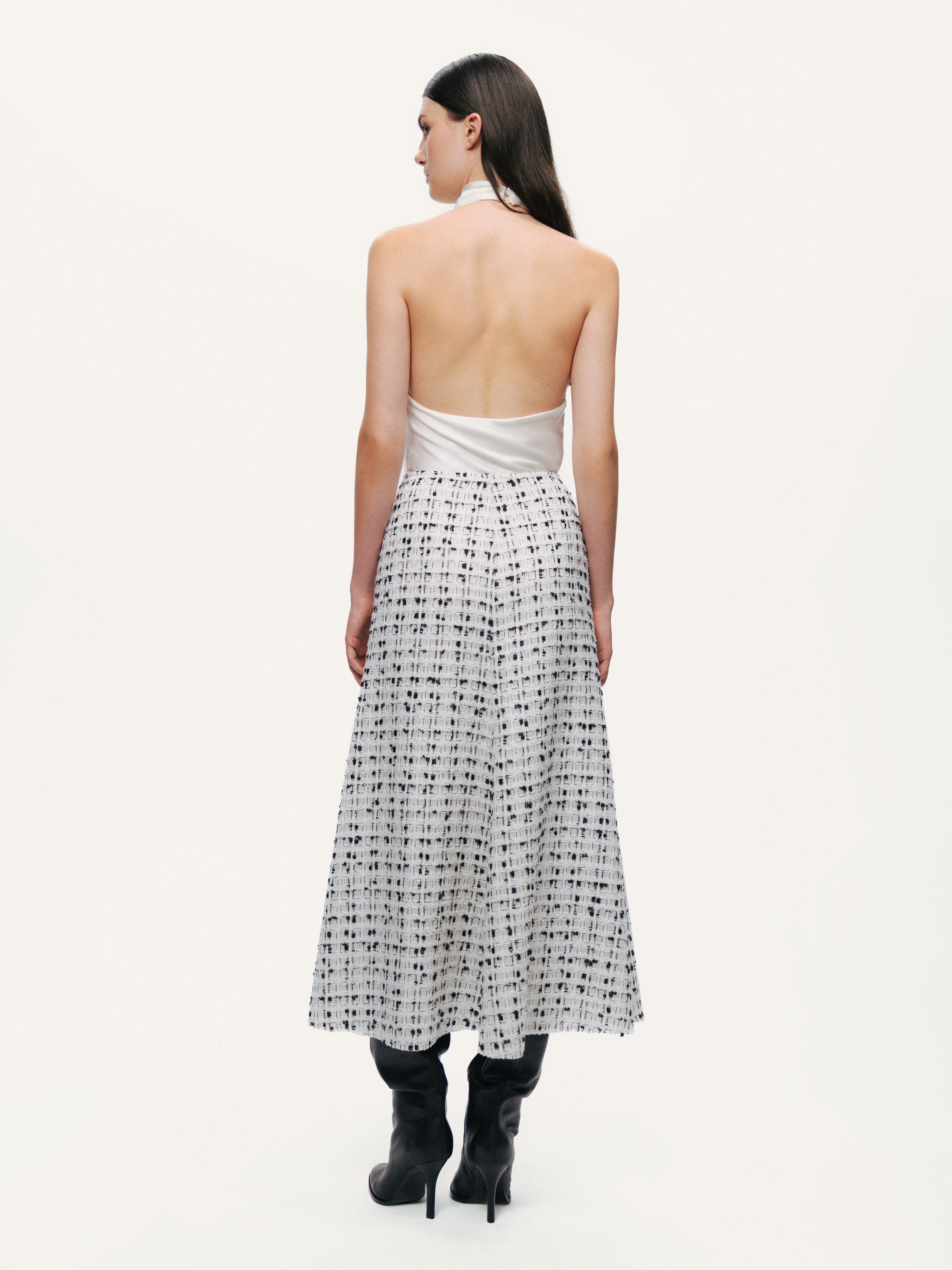 Patterned A-Line Midi Skirt