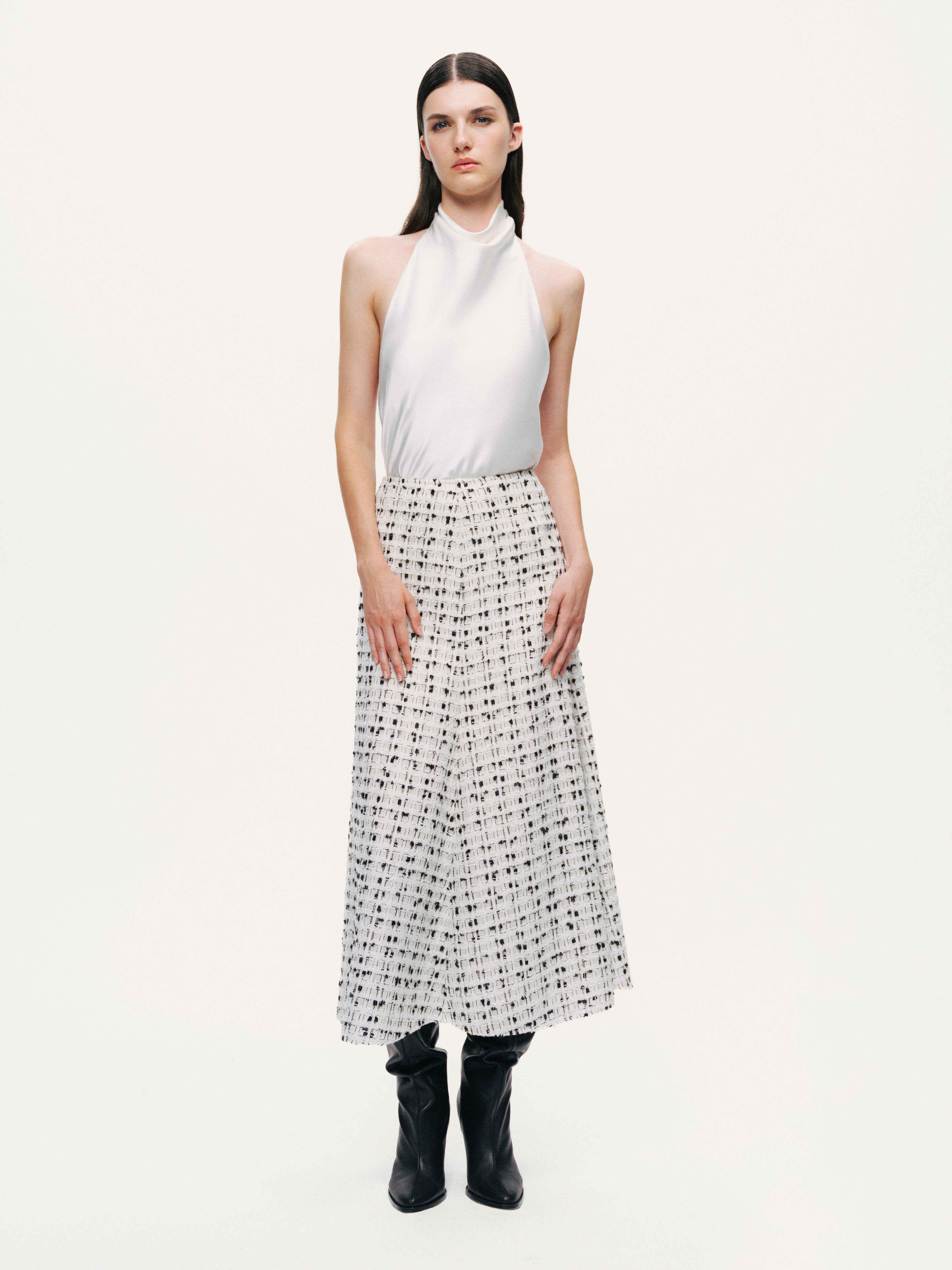 Patterned A-Line Midi Skirt