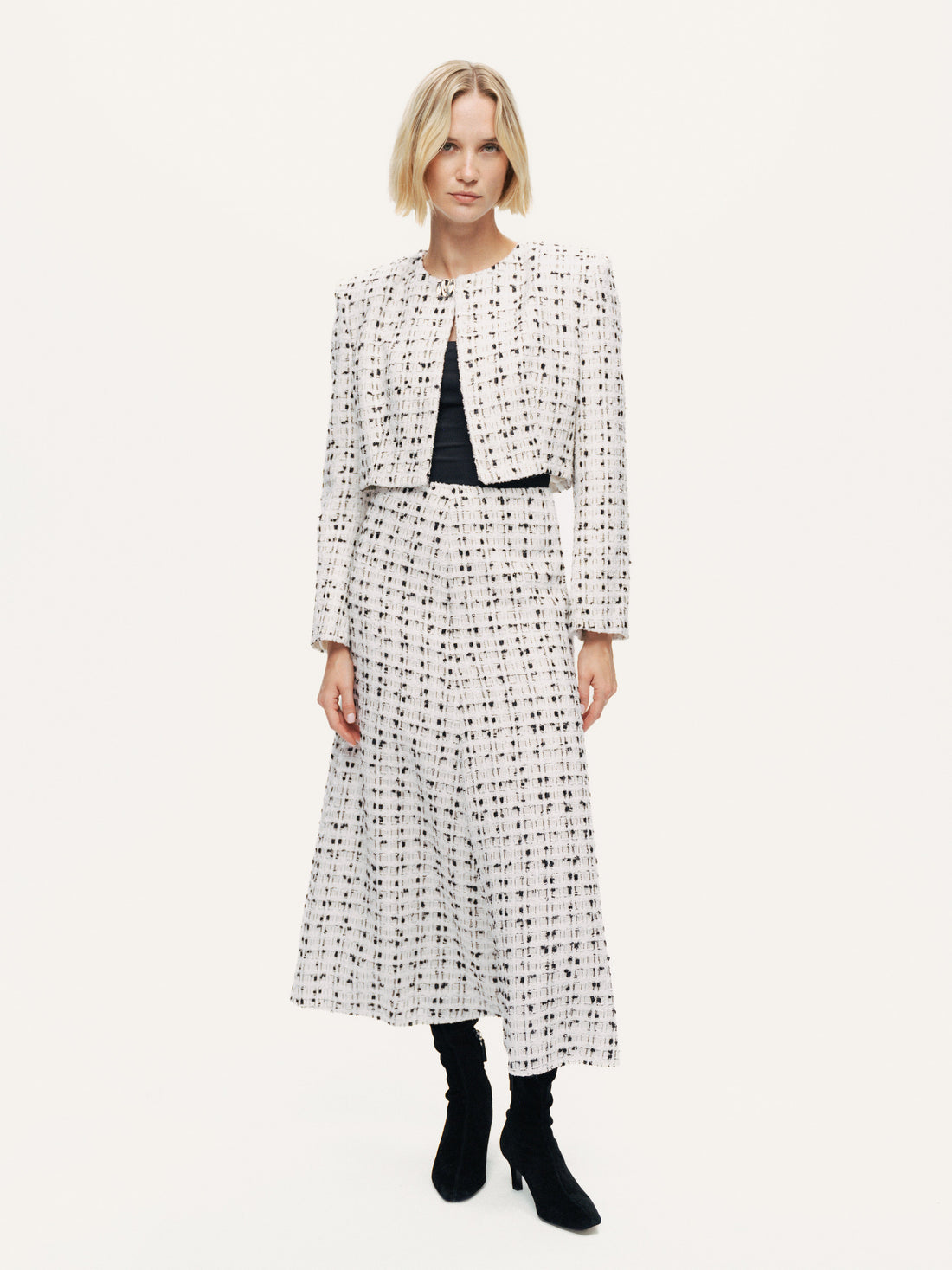 Patterned A-Line Midi Skirt