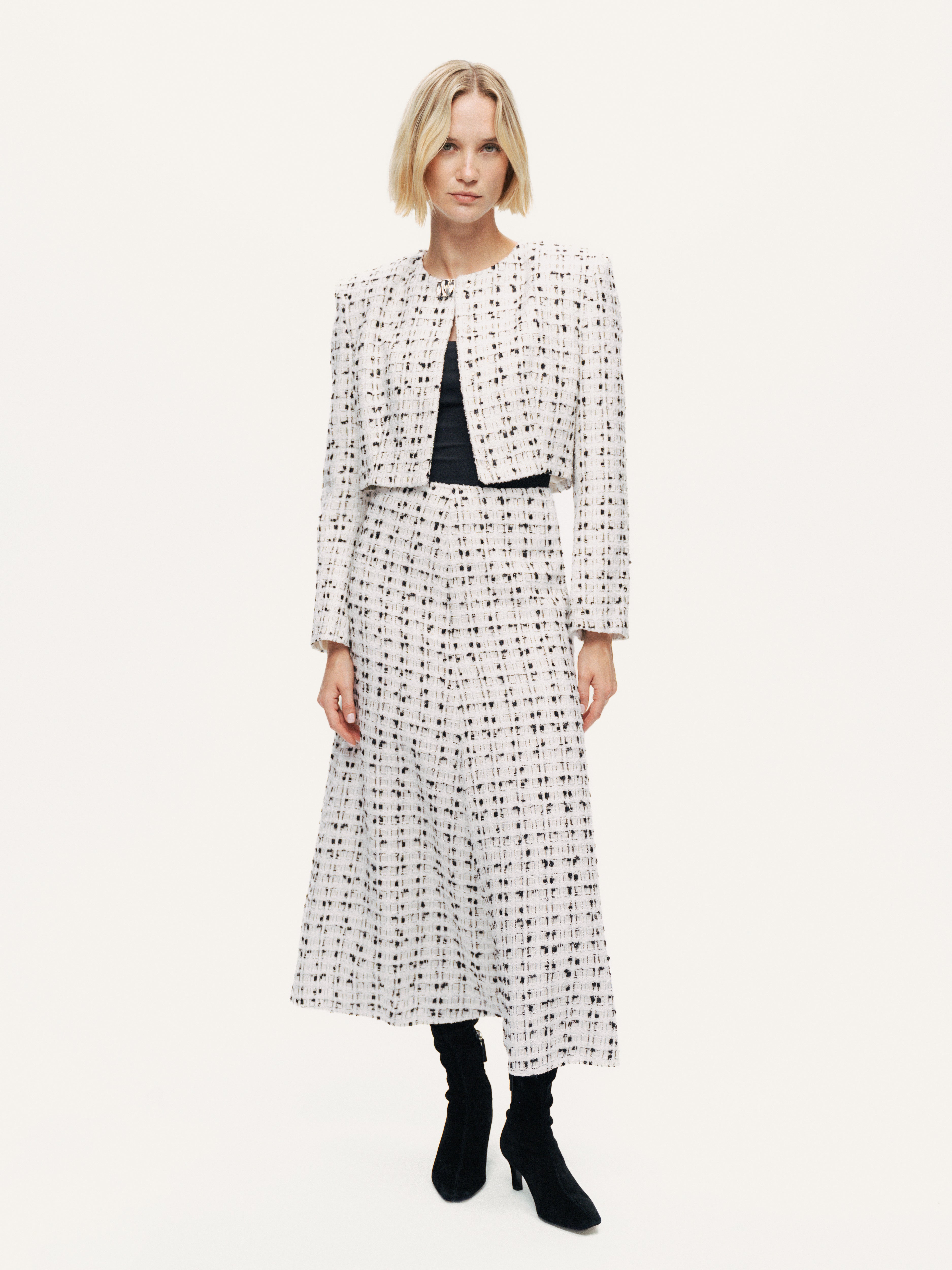 Patterned A-Line Midi Skirt