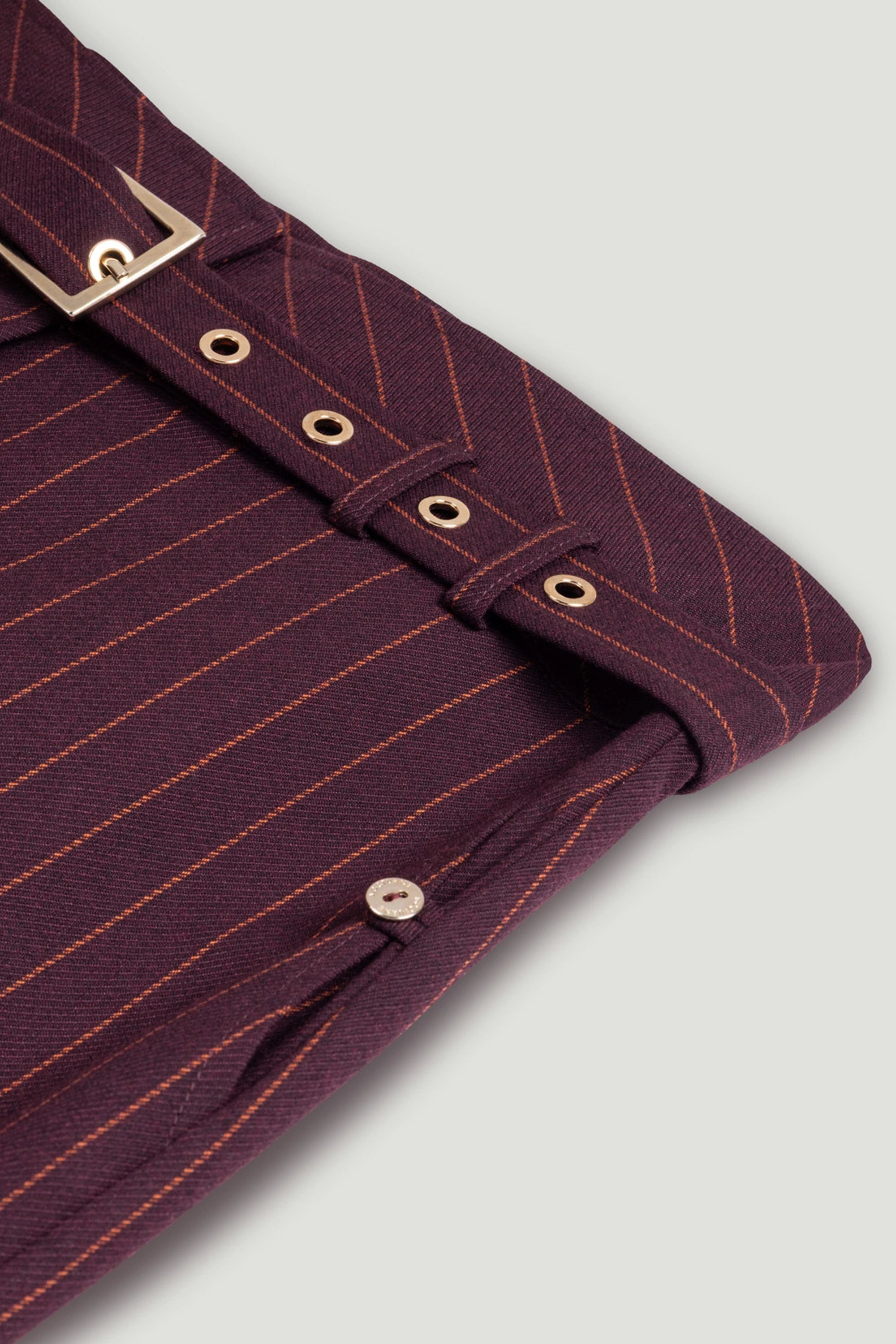 Pinstripe Belted Pencil Skirt