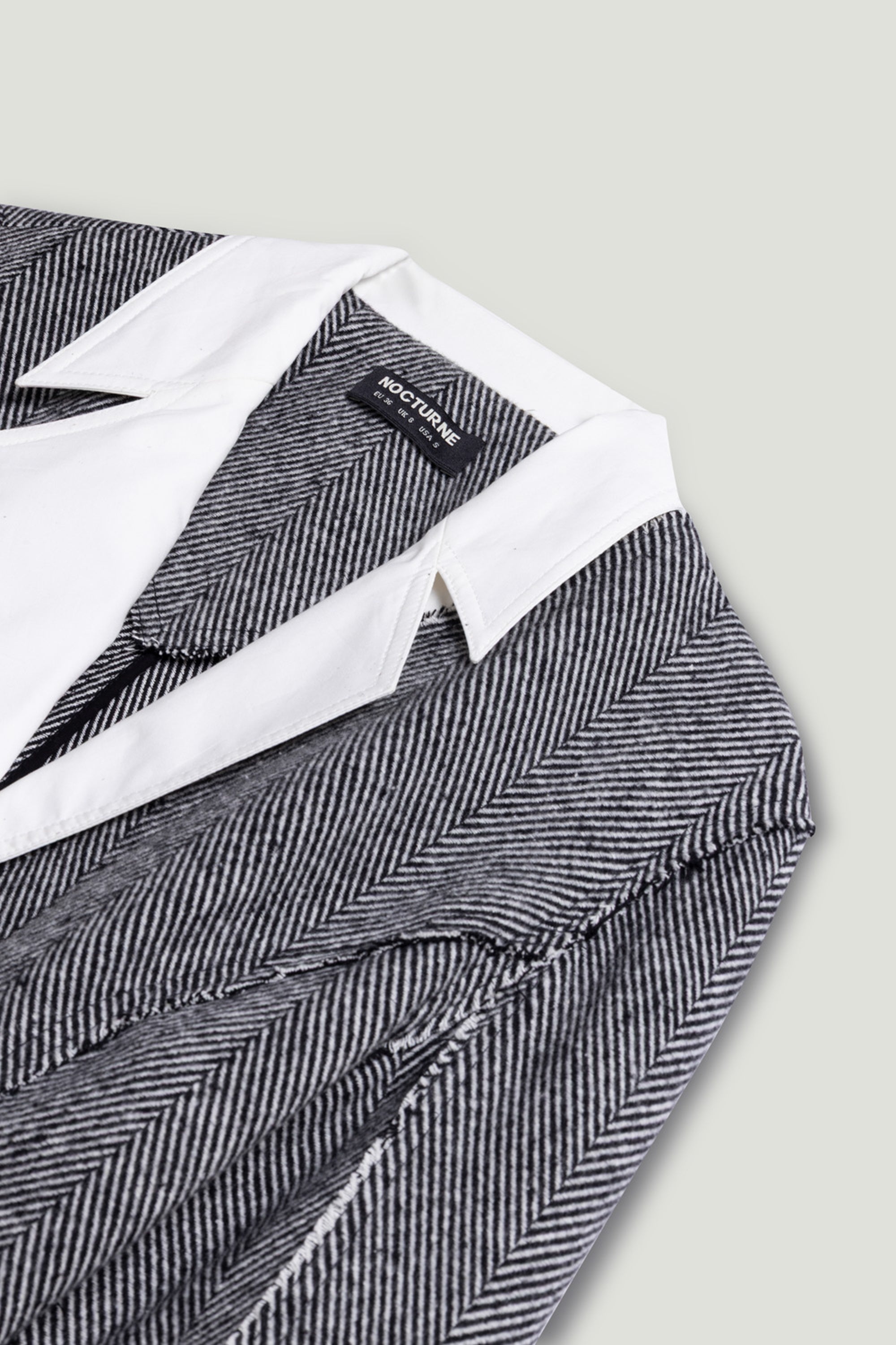 Contrast Lapel Tailored Textured Jacket