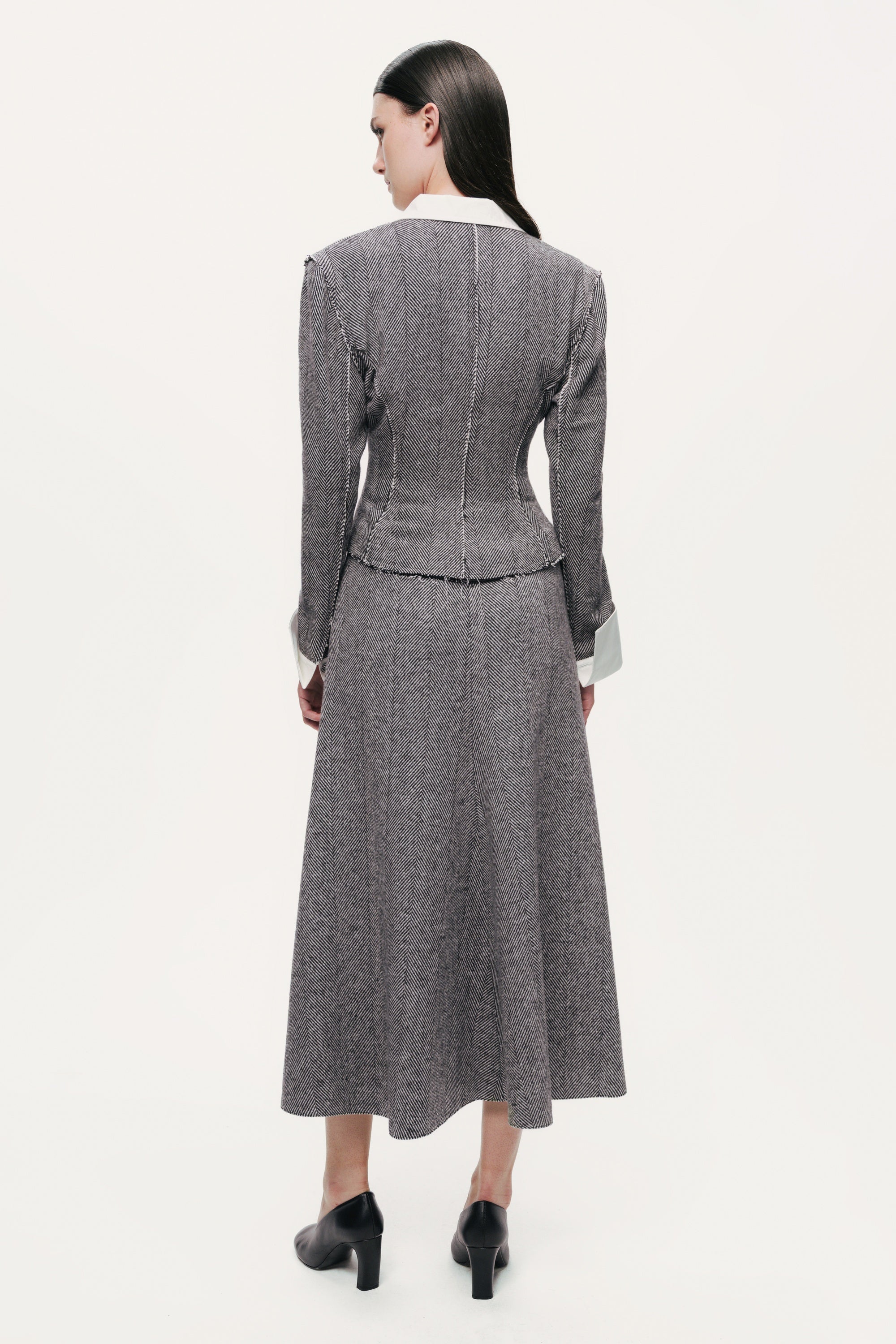 Contrast Lapel Tailored Textured Jacket