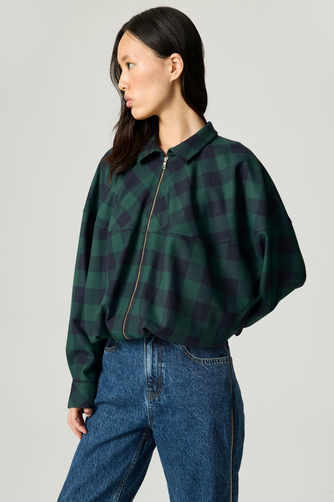 Checked Zip-Front Jacket