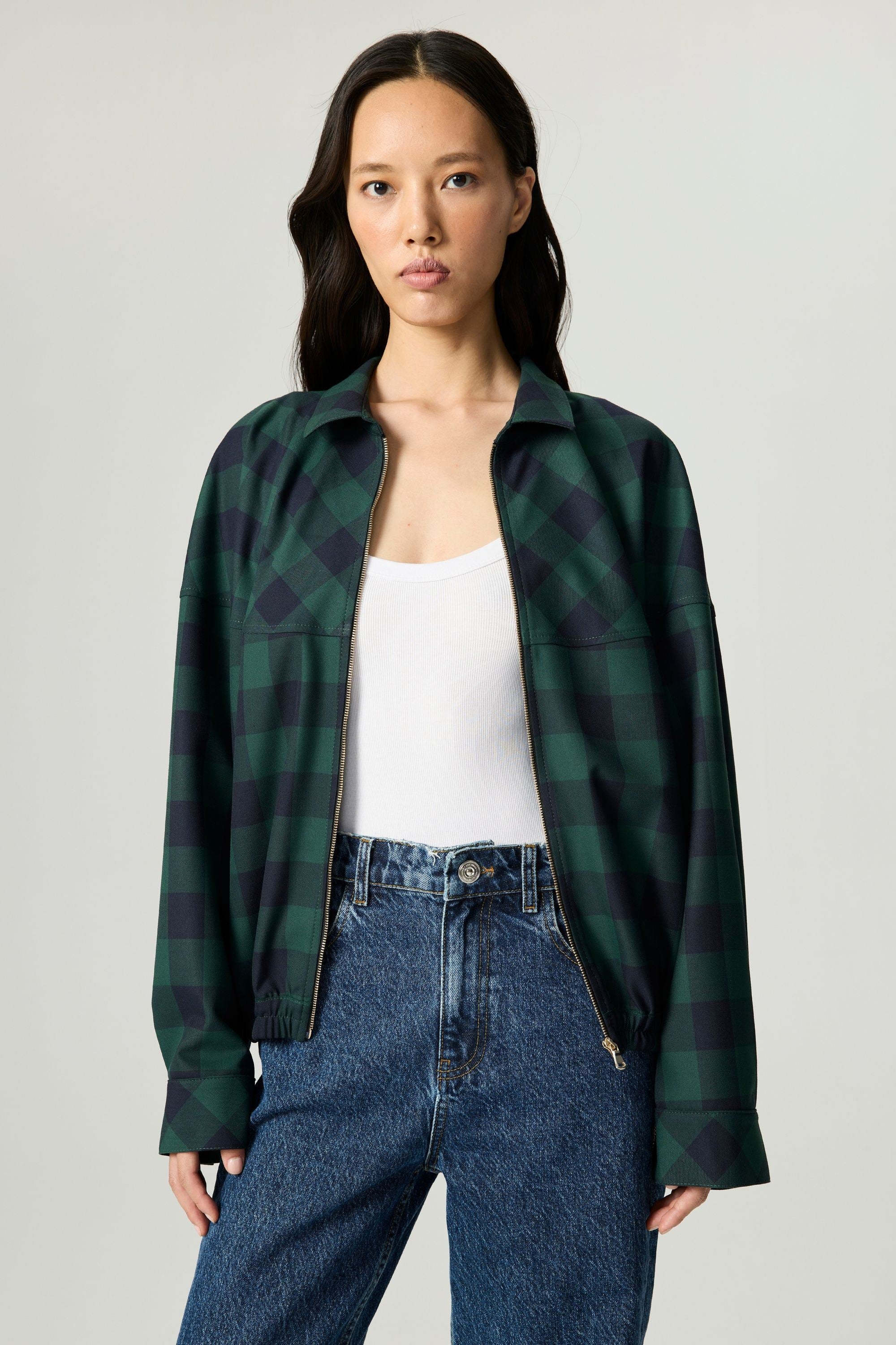 Checked Zip-Front Jacket